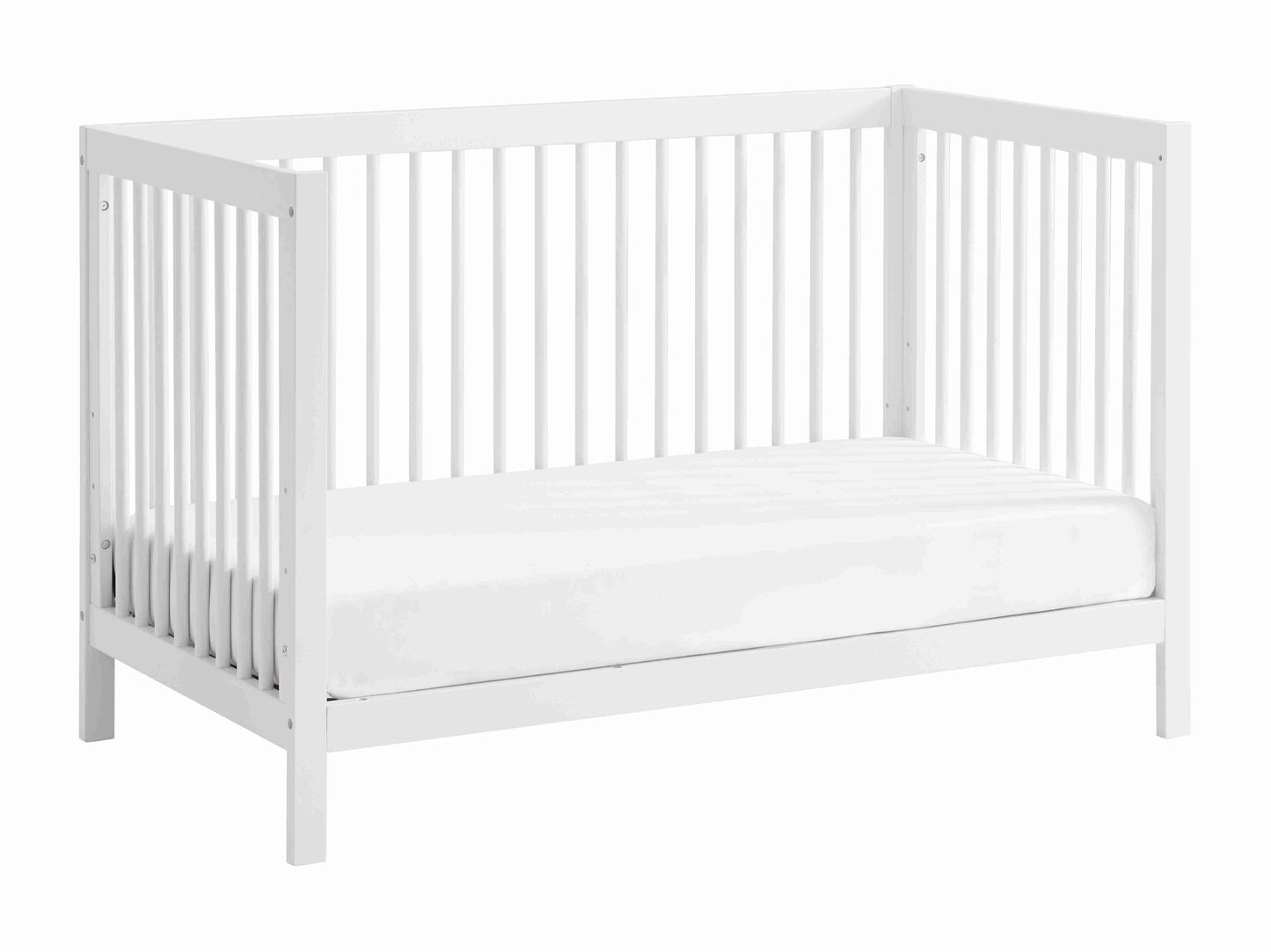 Essential 4 in 1 Island Crib -  Side View of Daybed White