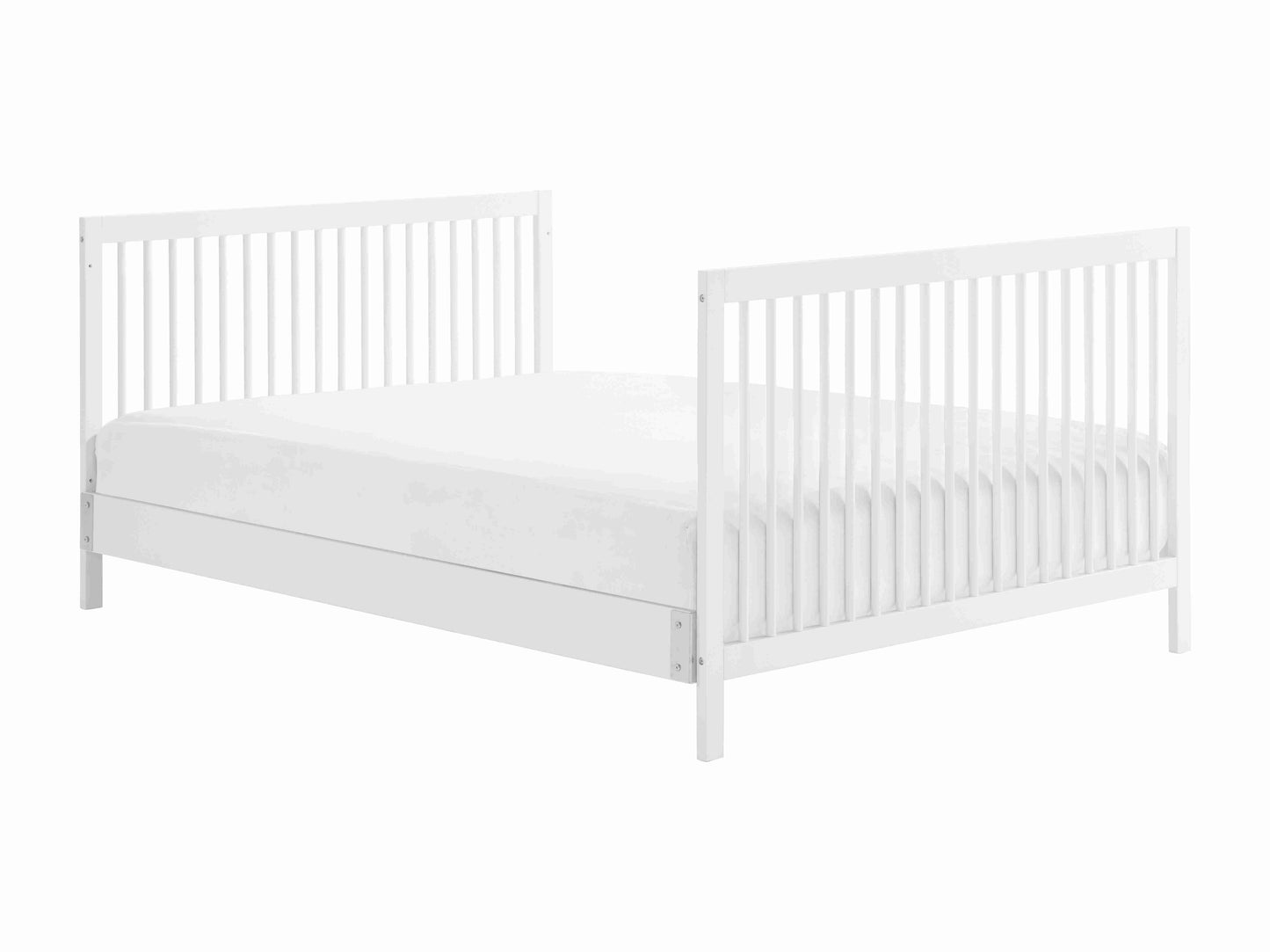 Essential 4 in 1 Island Crib - Side View of Toddler Bed White