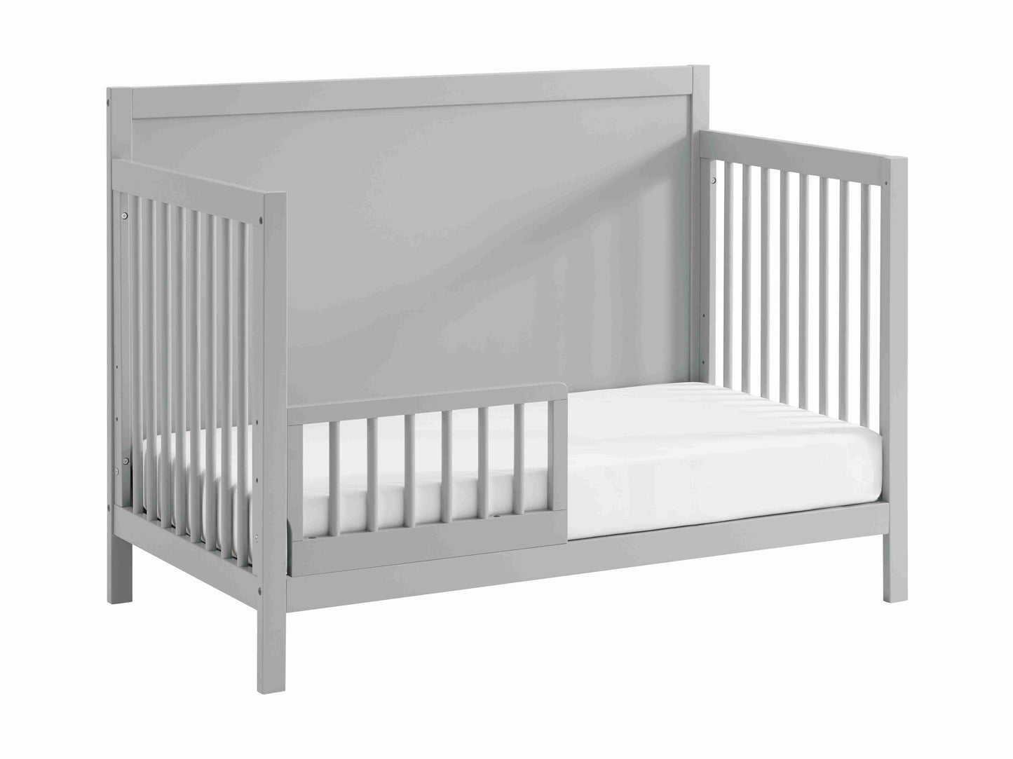 Essential 4 in 1 Island Crib - Side View of 4 in 1 Island Crib With Guard Rail Gray-1
