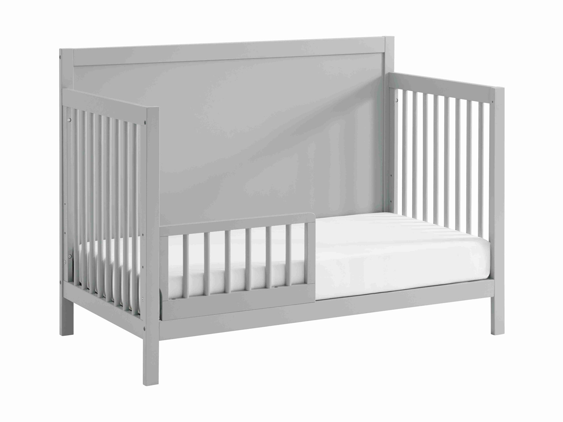 Essential 4 in 1 Island Crib - Side View of 4 in 1 Island Crib With Guard Rail Gray-1