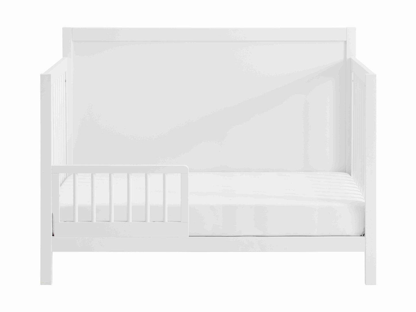 Essential 4 in 1 Island Crib - Front View of 4 in 1 Island Crib With Guard Rail White