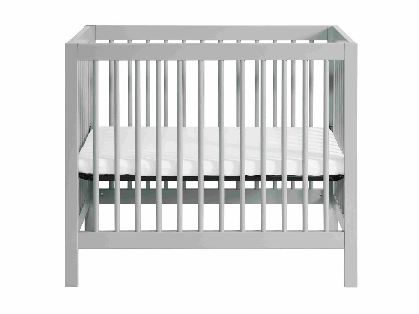 Essential Mini Convertible Crib - Front View of Mini Convertible Crib Gray