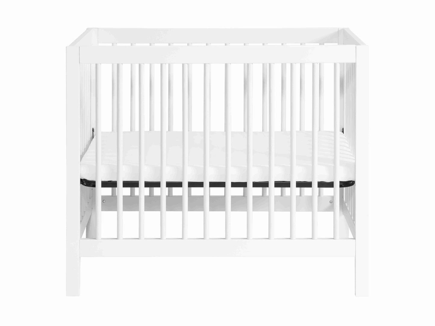 Essential Mini Convertible Crib - Front View of Mini Convertible Crib White