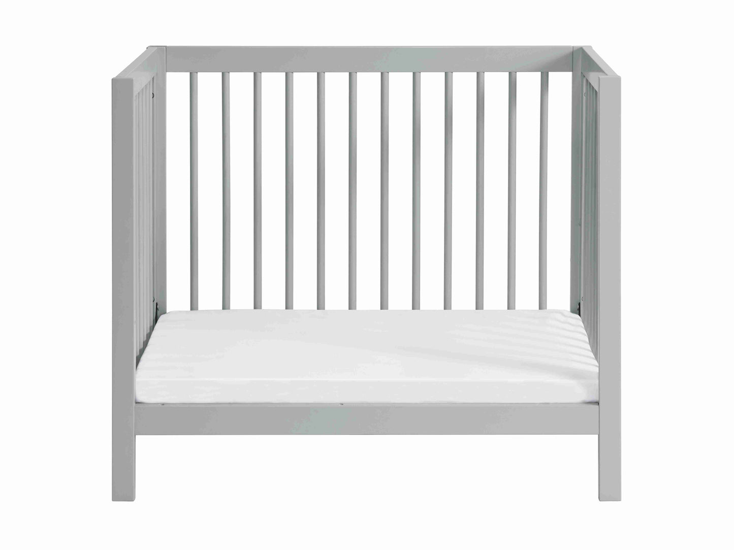 Essential Mini Convertible Crib - Front View of Daybed Gray