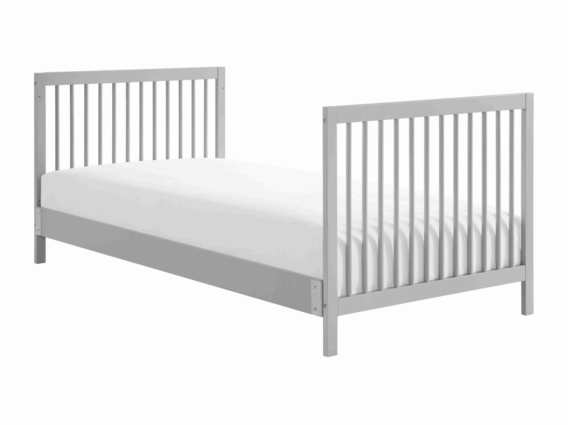 Essential Mini Convertible Crib - Side View of Mini Toddler Bed Gray