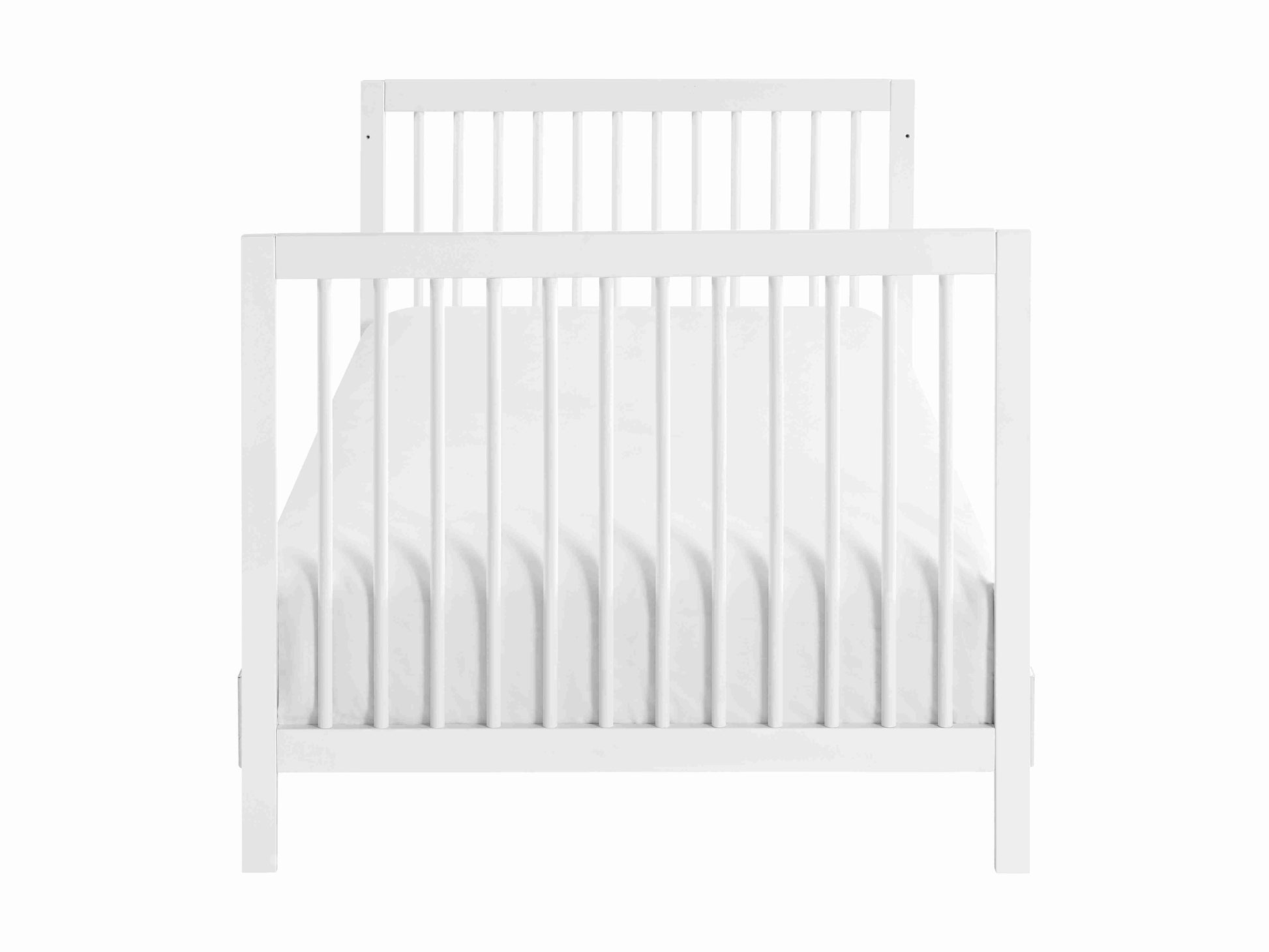Essential Mini Convertible Crib - Front View of Mini Toddler Bed White