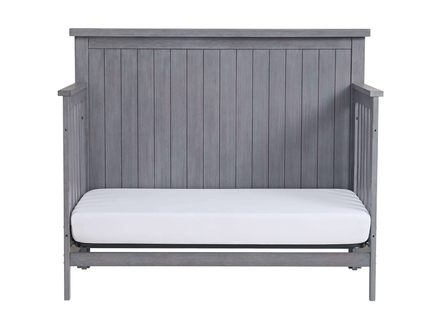 Everlee 4-In-1 Convertible Crib - Front View of Everlee Daybed Graystone