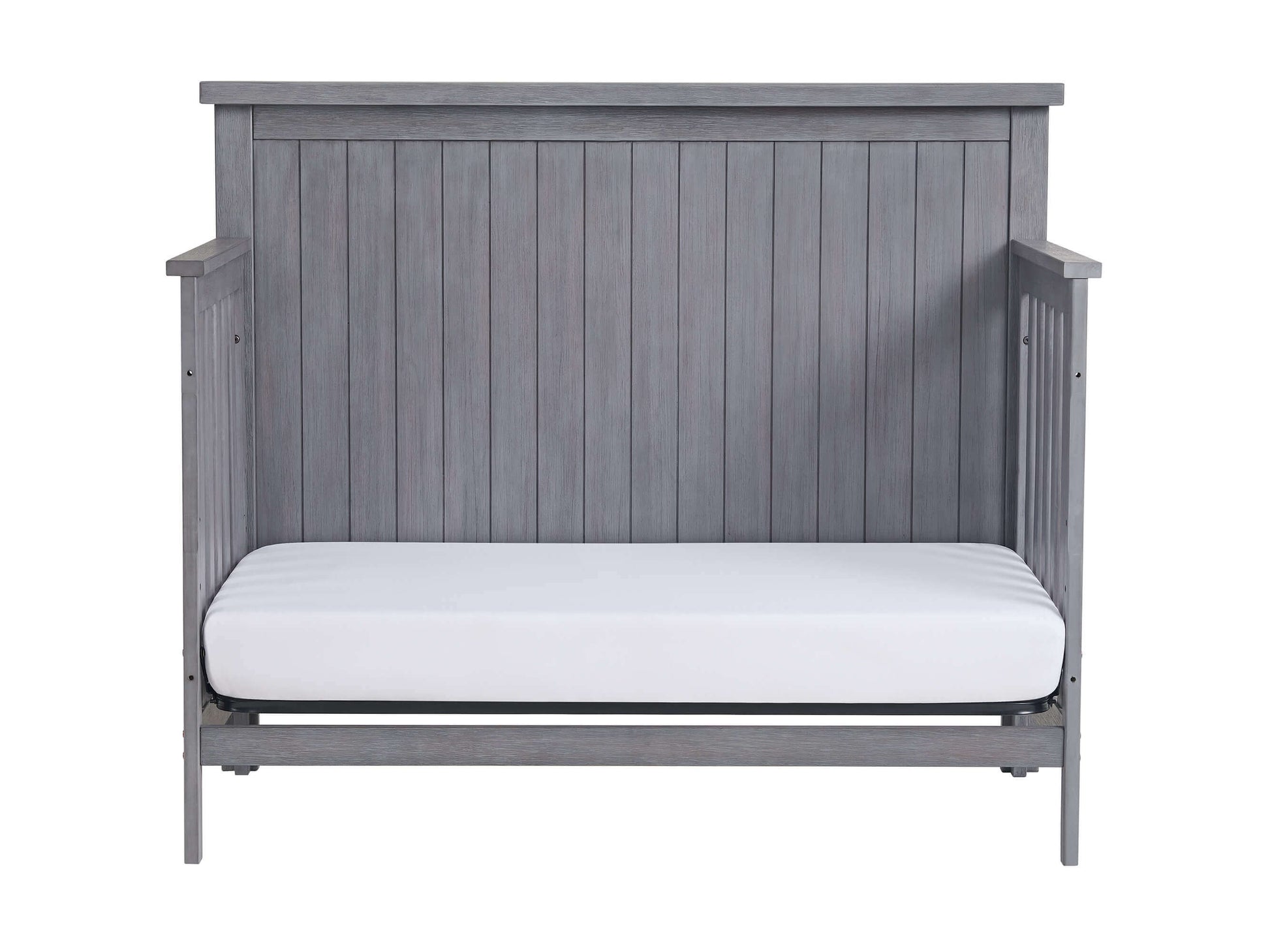 Everlee 4-In-1 Convertible Crib - Front View of Everlee Daybed Graystone