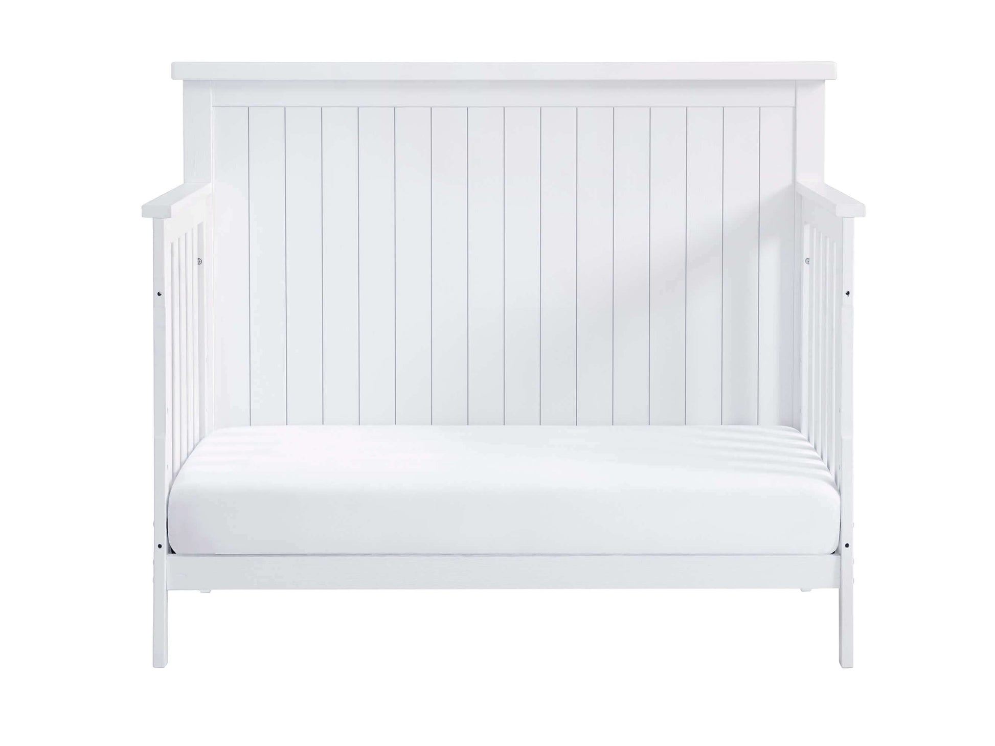 Everlee 4-In-1 Convertible Crib - Front View of Everlee Daybed Whitewash