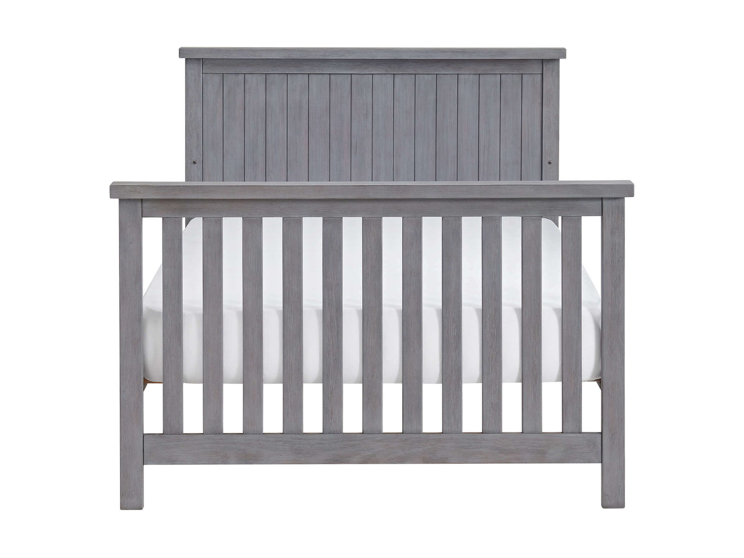 Everlee 4-In-1 Convertible Crib - Front View of Everlee Full Sized Bed Graystone