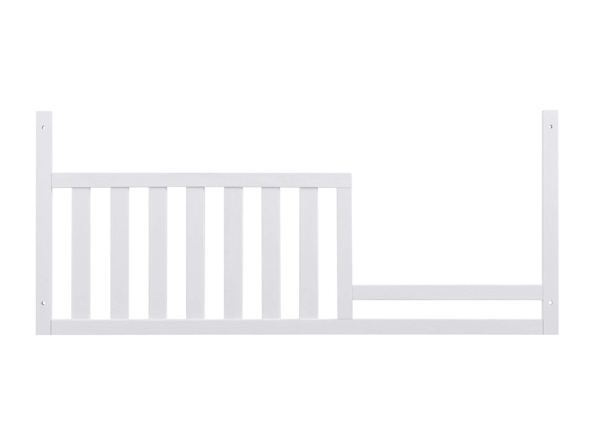 Everlee 4-In-1 Convertible Crib - Front View of Everlee Guard Rail Whitewash