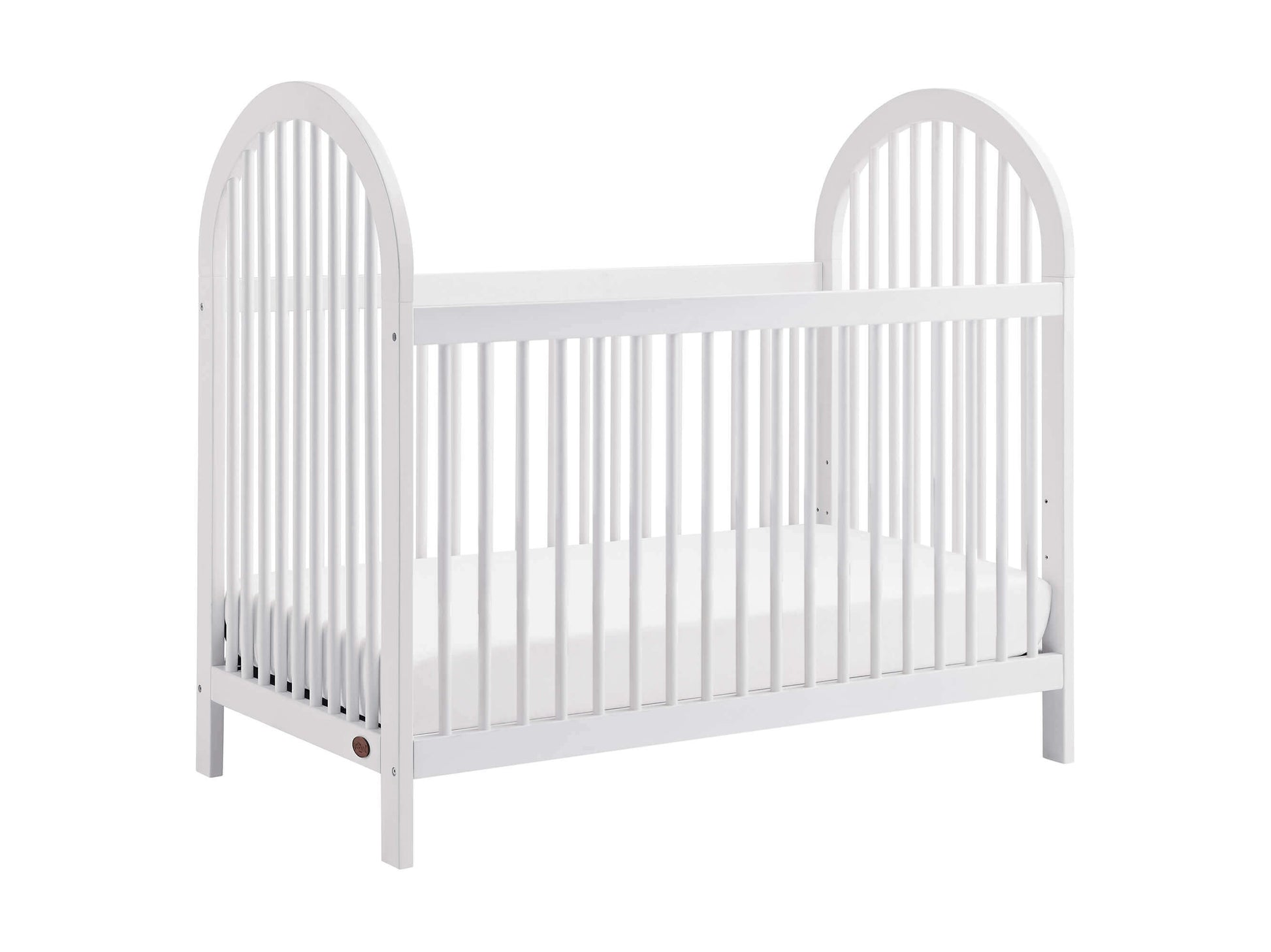 Everlee 3 in 1 Convertible Crib - Inclined Side View of Everlee 3 in 1 Convertible Crib Whitewash