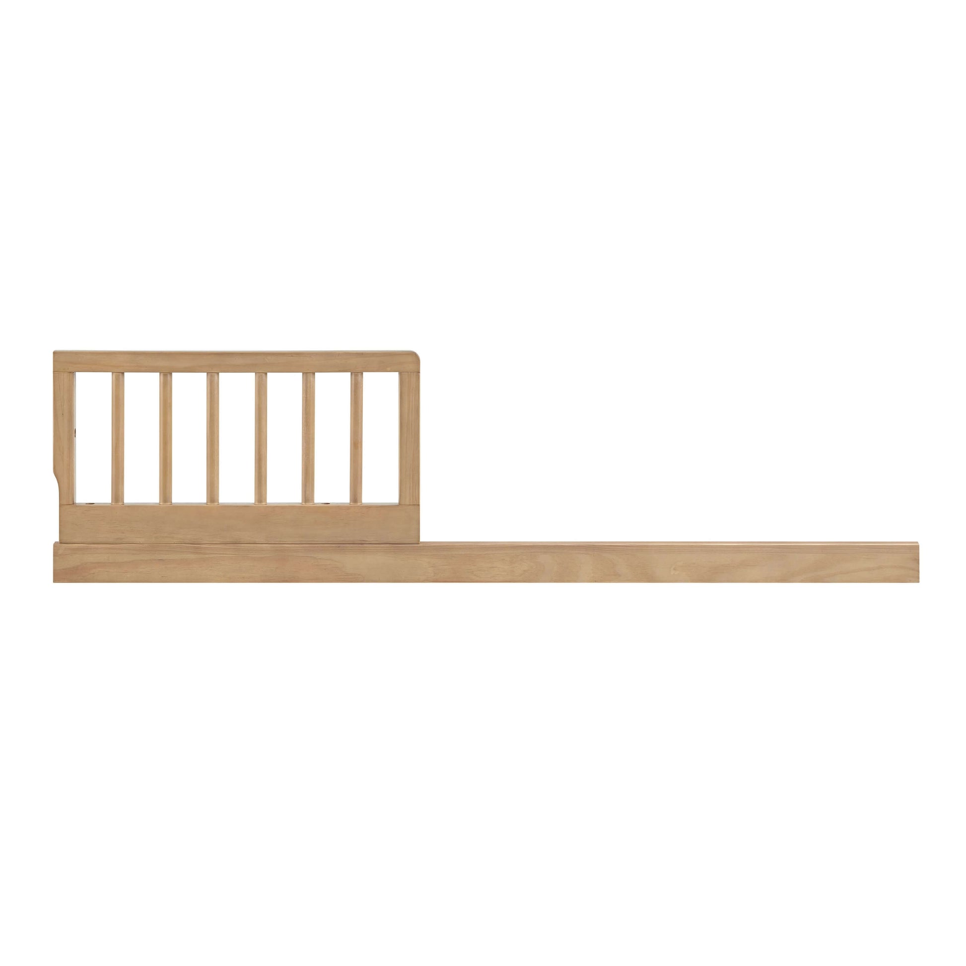 Everlee 3 in 1 Convertible Crib - Front View of Everlee Guard Rail Honey Wood