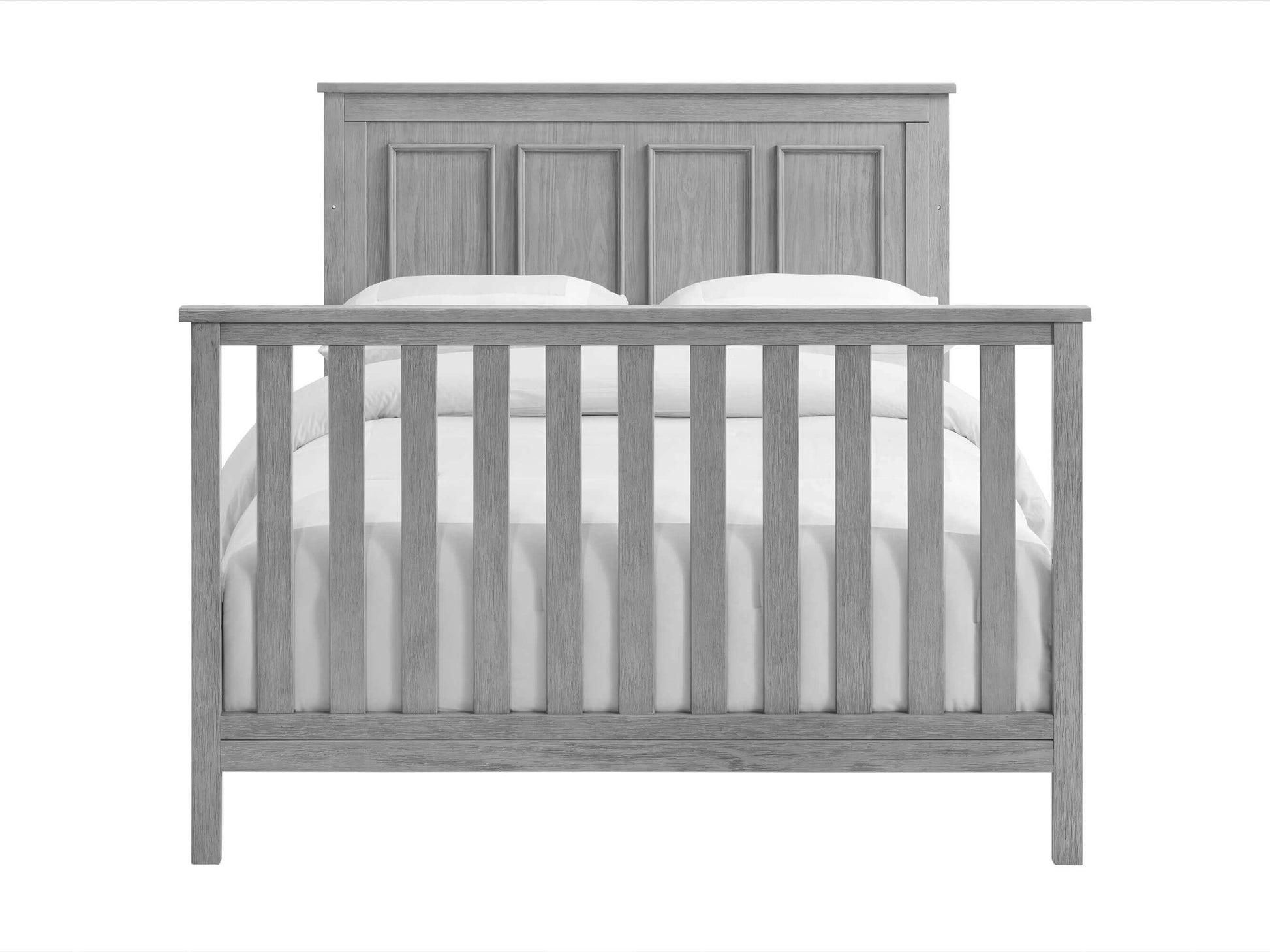 Bennett 4-in-1 Convertible Crib - Front View of Bennett Full Size Bed Rustic Gray