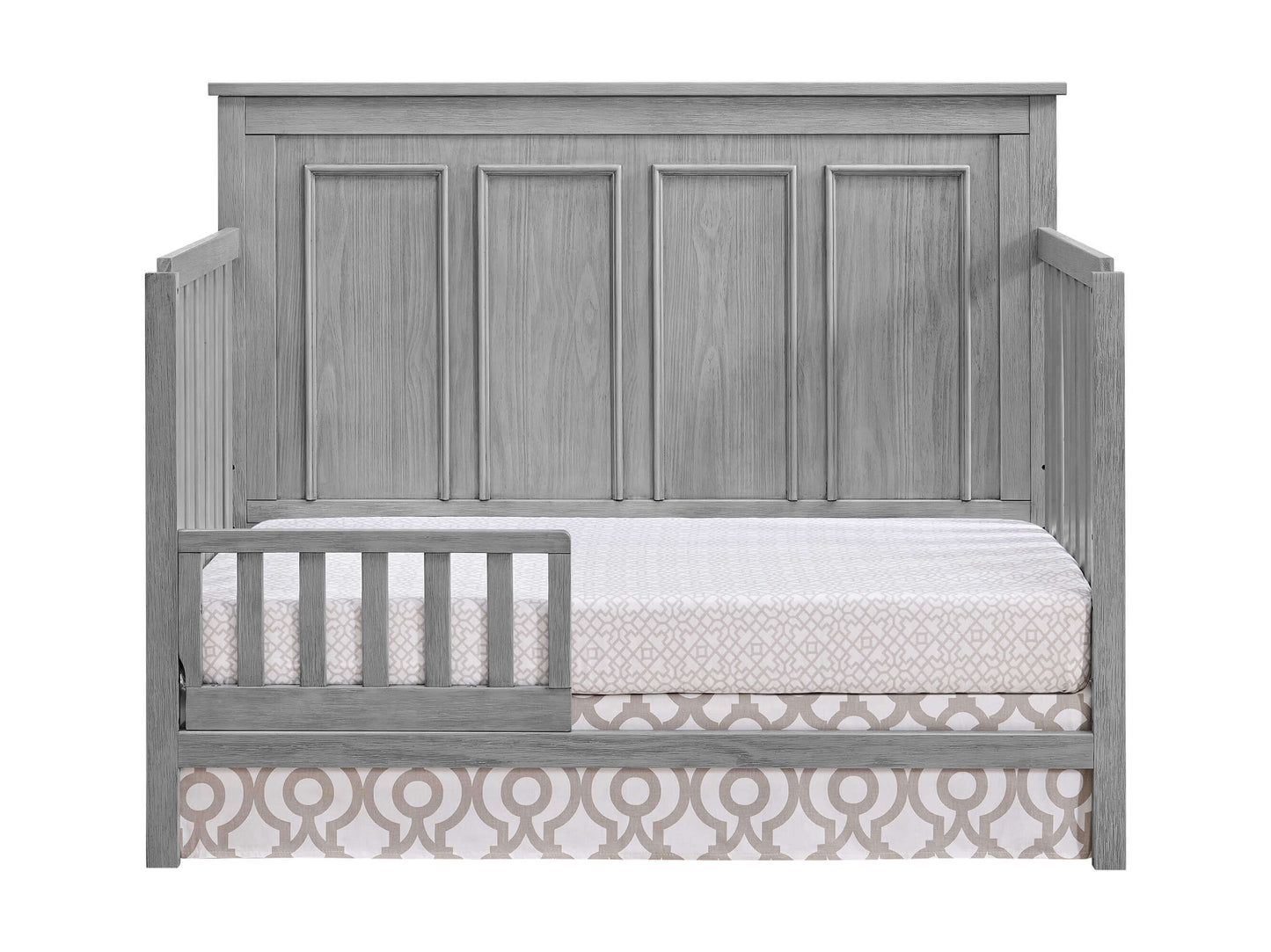 Bennett 4-in-1 Convertible Crib - Front View of Bennett 4-in-1 Convertible Crib Rustic Gray with Guard Rail
