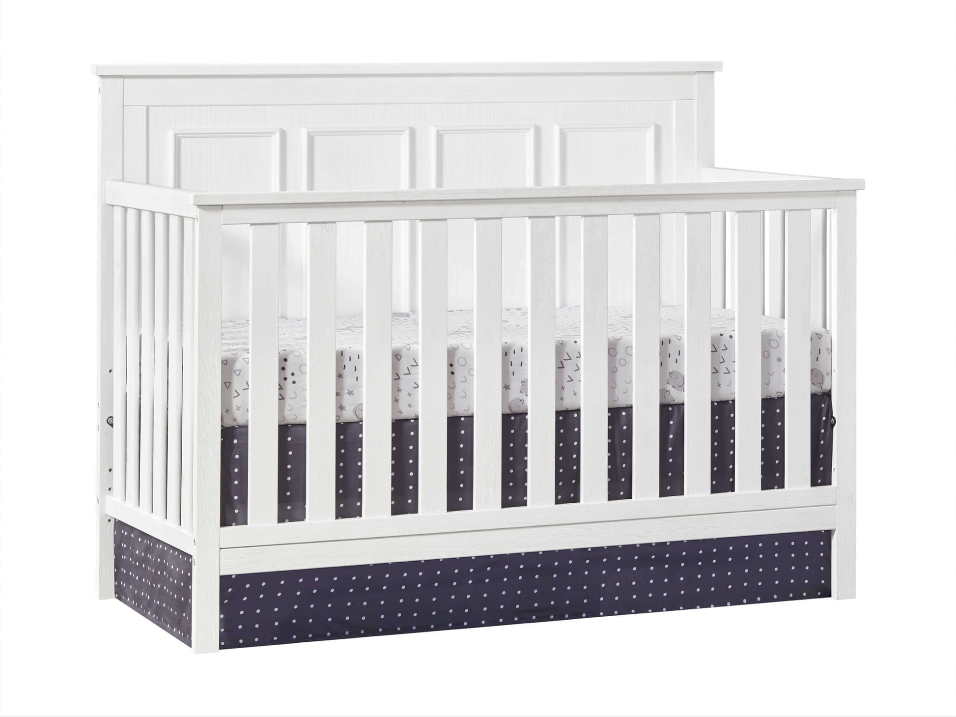Bennett 4-in-1 Convertible Crib - Inclined Side View of Bennett 4-in-1 Convertible Crib Rustic White