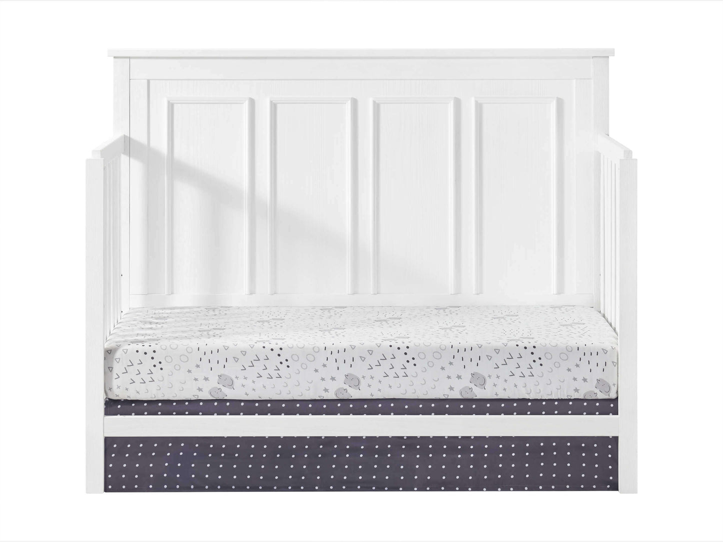 Bennett 4-in-1 Convertible Crib - Front View of Bennett Daybed Rustic White