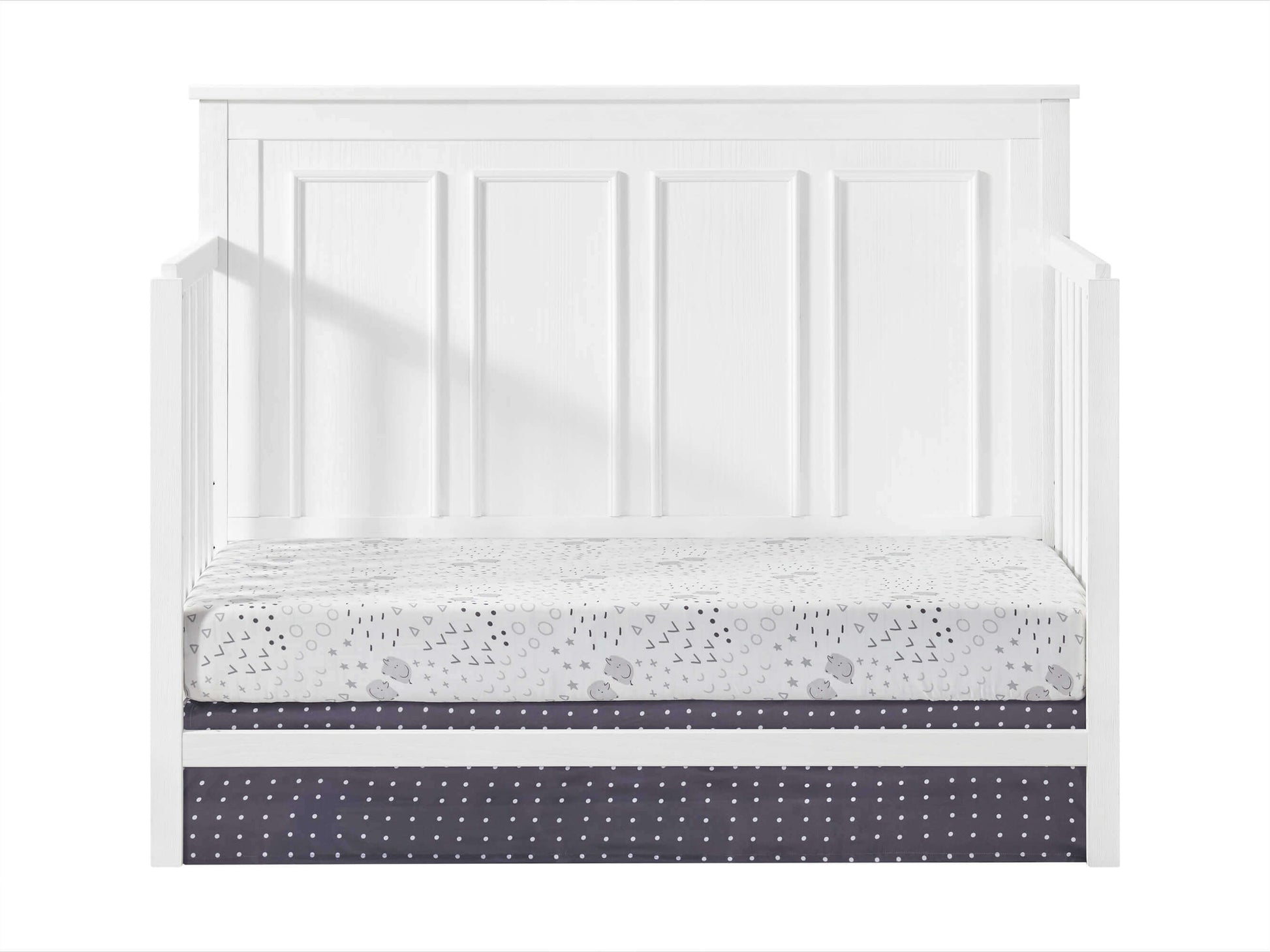 Bennett 4-in-1 Convertible Crib - Front View of Bennett Daybed Rustic White