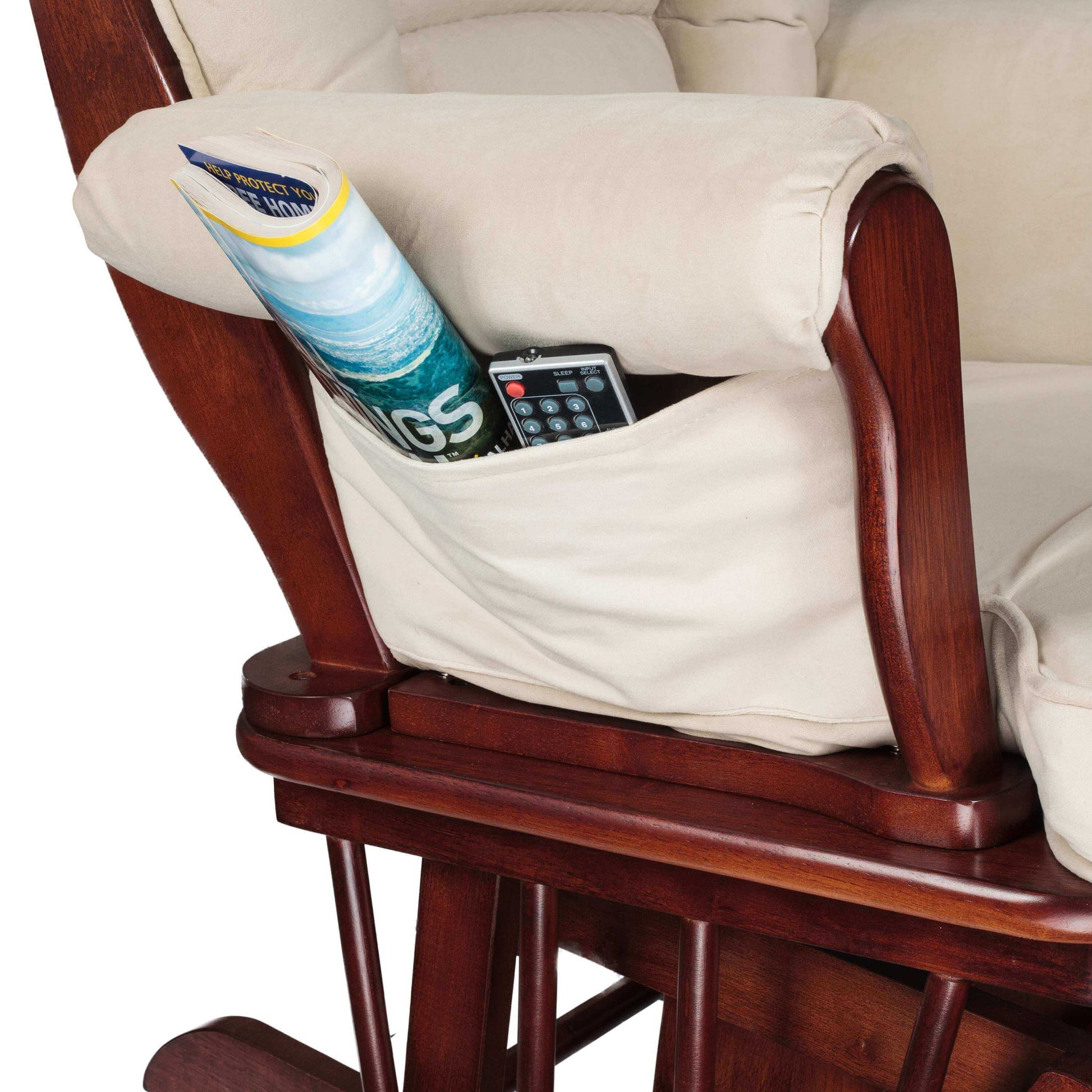 Sleigh Glider Chair Cushions Set - Zoomed View of the Glider Chair Hand Cushions Beige