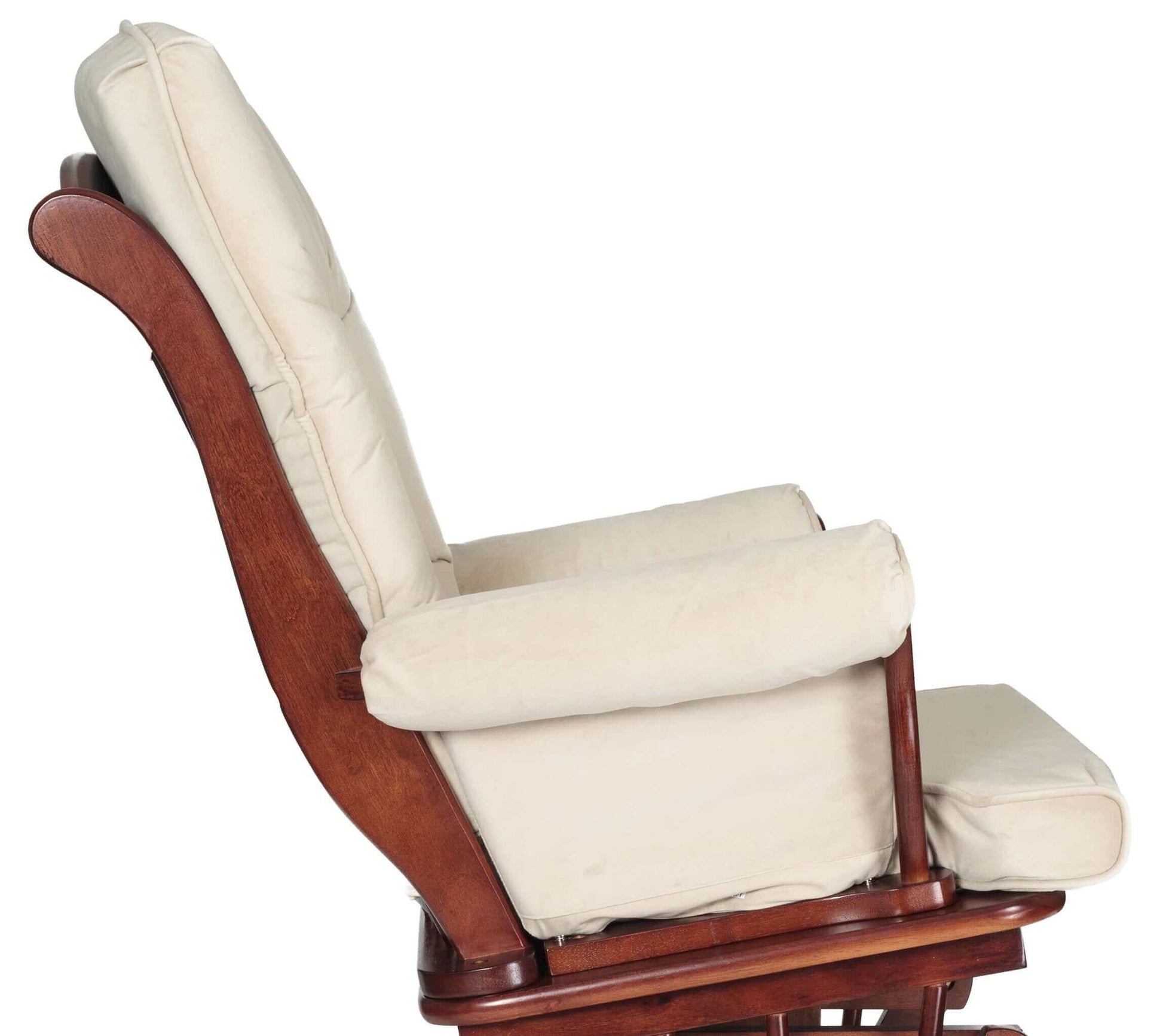 Sleigh Glider Chair Cushions Set - Side View of the Glider Chair Cushions Set Beige