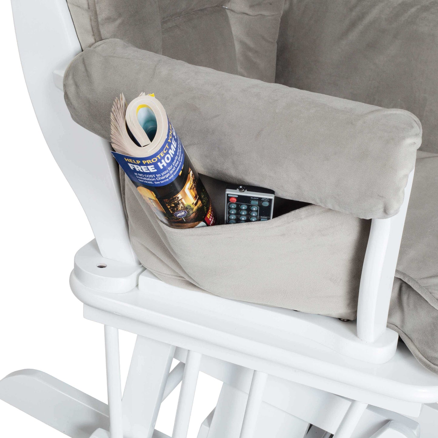 Sleigh Glider Chair Cushions Set - Zoomed View of the Glider Chair Hand Cushions Gray