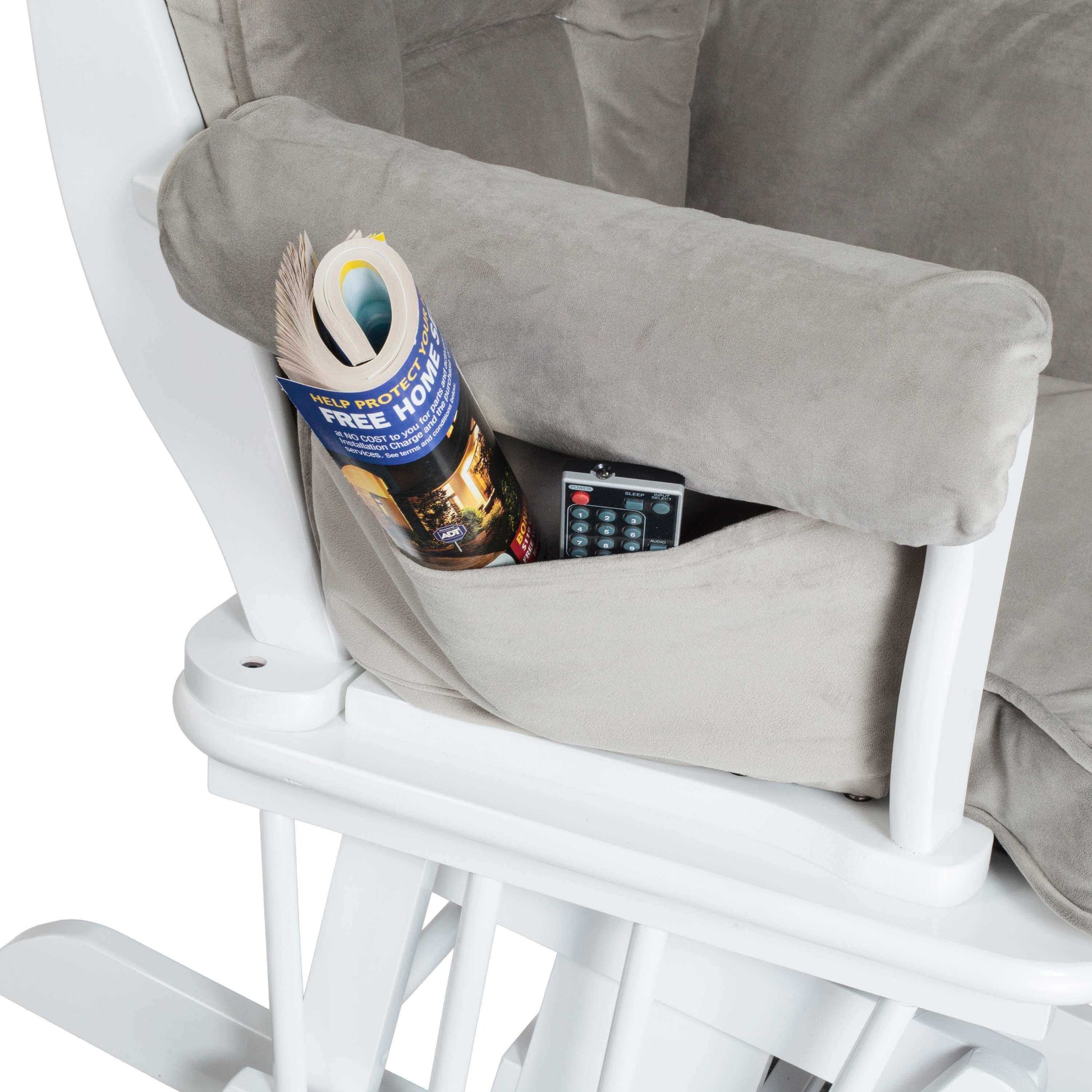 Sleigh Glider Chair Cushions Set - Zoomed View of the Glider Chair Hand Cushions Gray