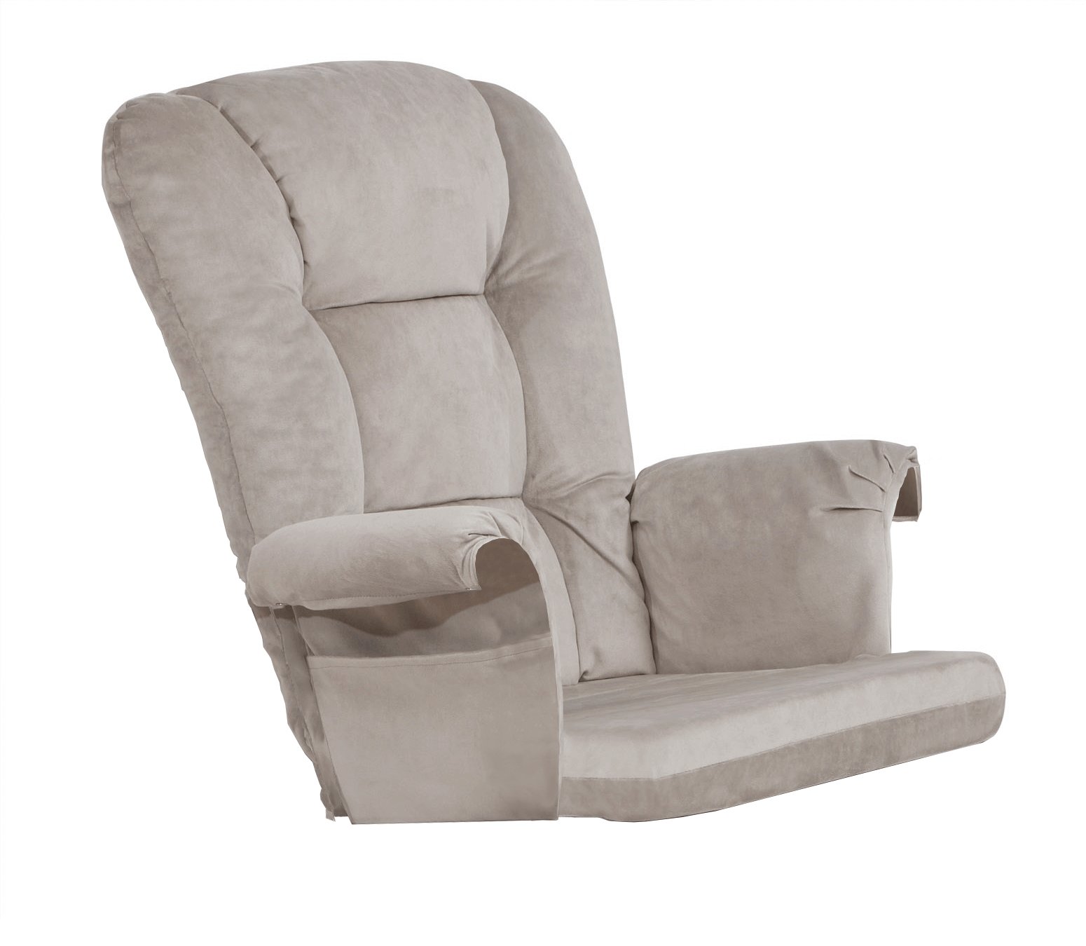 Alice Glider Chair Cushions Set - Inclined Side View of the Glider Chair Cushions Set Gray