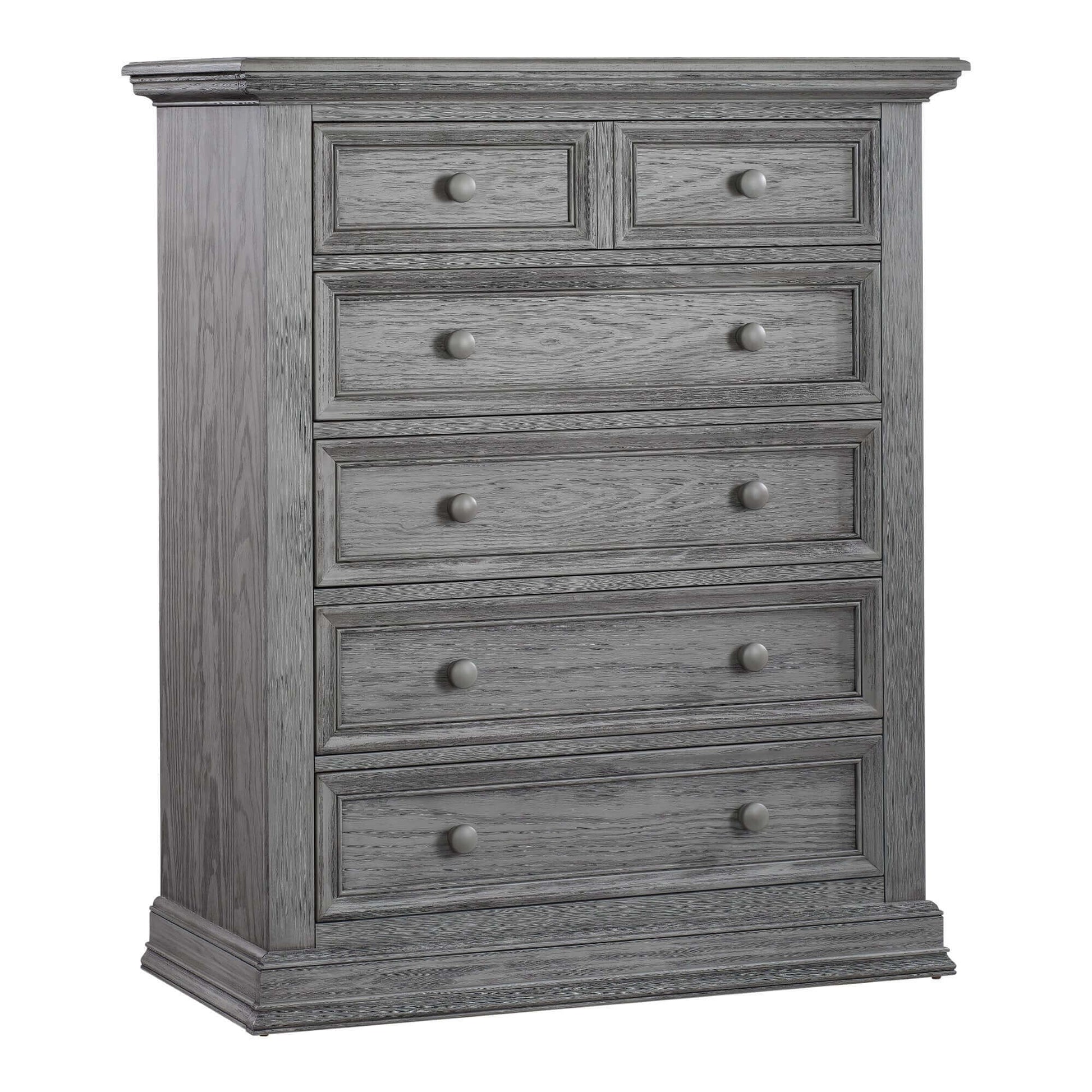 Glenbrook 5 Drawer Chest - Inclined Side View of Glenbrook 5 Drawer Chest Graphite Gray