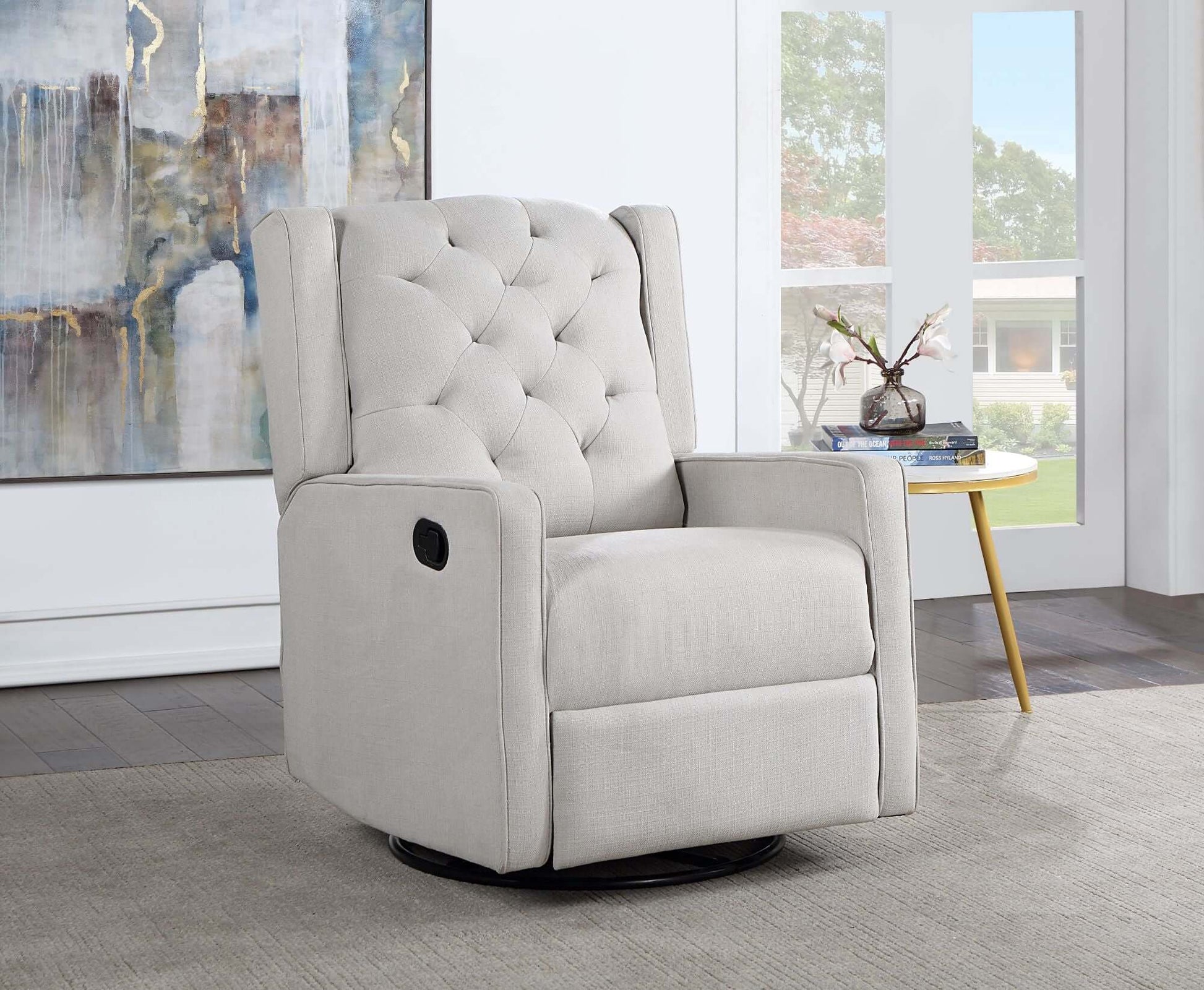 Ava Manual Swivel Glider Recliner - Inclined Side View of Ava Manual Swivel Glider Recliner Gray