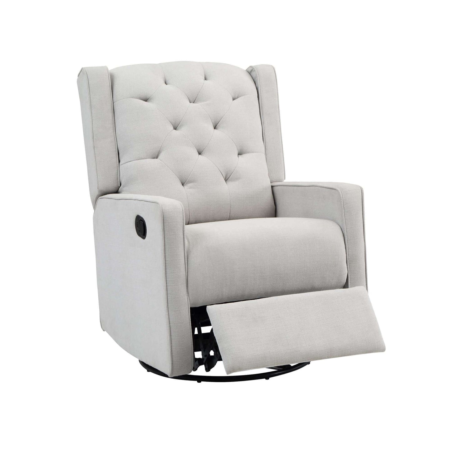 Ava Manual Swivel Glider Recliner - Inclined Side View of Ava Manual Swivel Glider Recliner Gray with Footrest