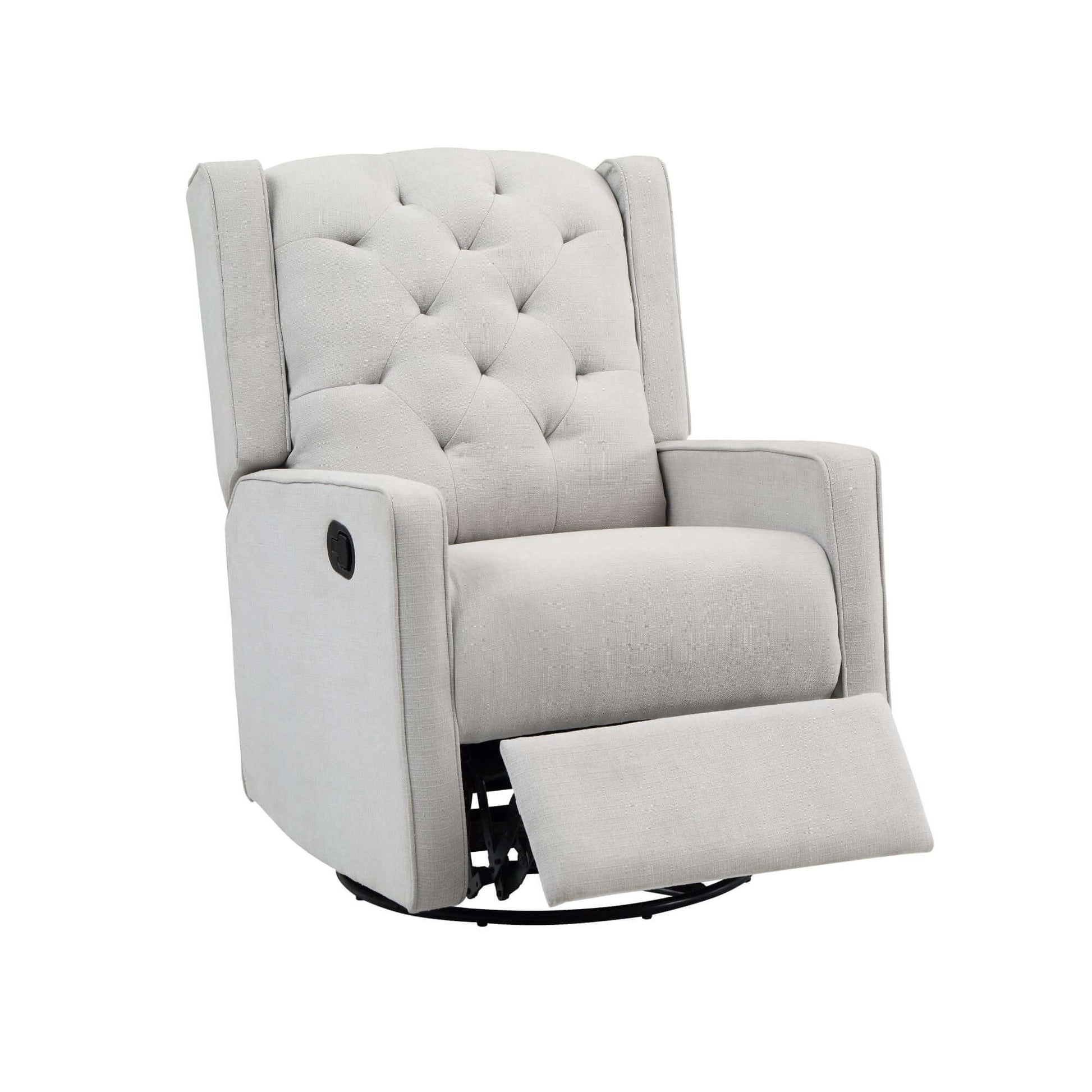 Ava Manual Swivel Glider Recliner - Inclined Side View of Ava Manual Swivel Glider Recliner Gray with Footrest