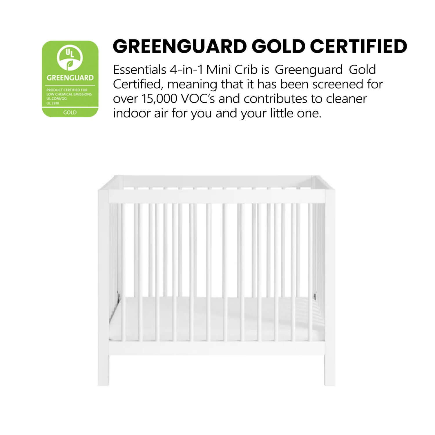 Essential Mini Convertible Crib - Greenguard Gold Certified image Mini Convertible Crib White