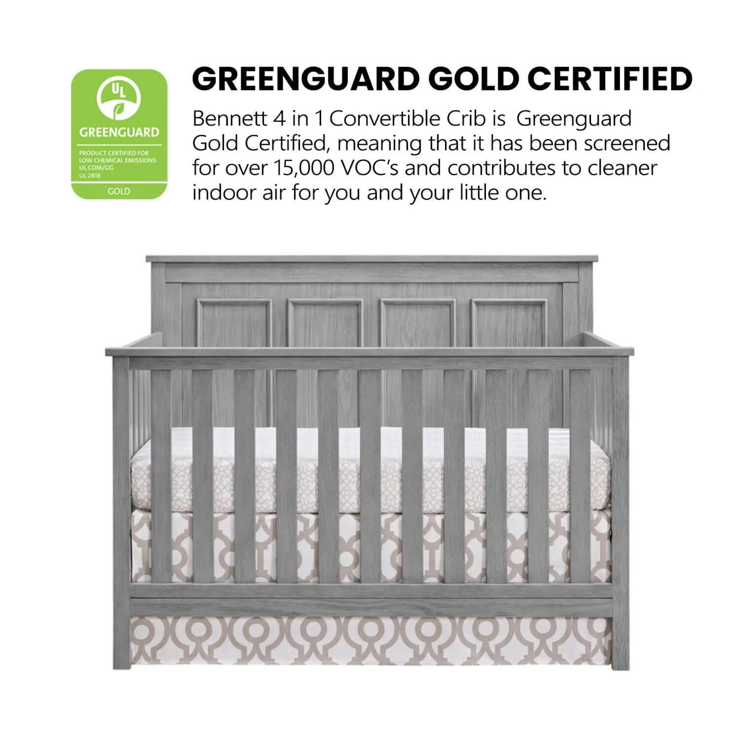 Bennett 4-in-1 Convertible Crib - Greenguard Gold Certified Image of Bennett 4-in-1 Convertible Crib Rustic Gray