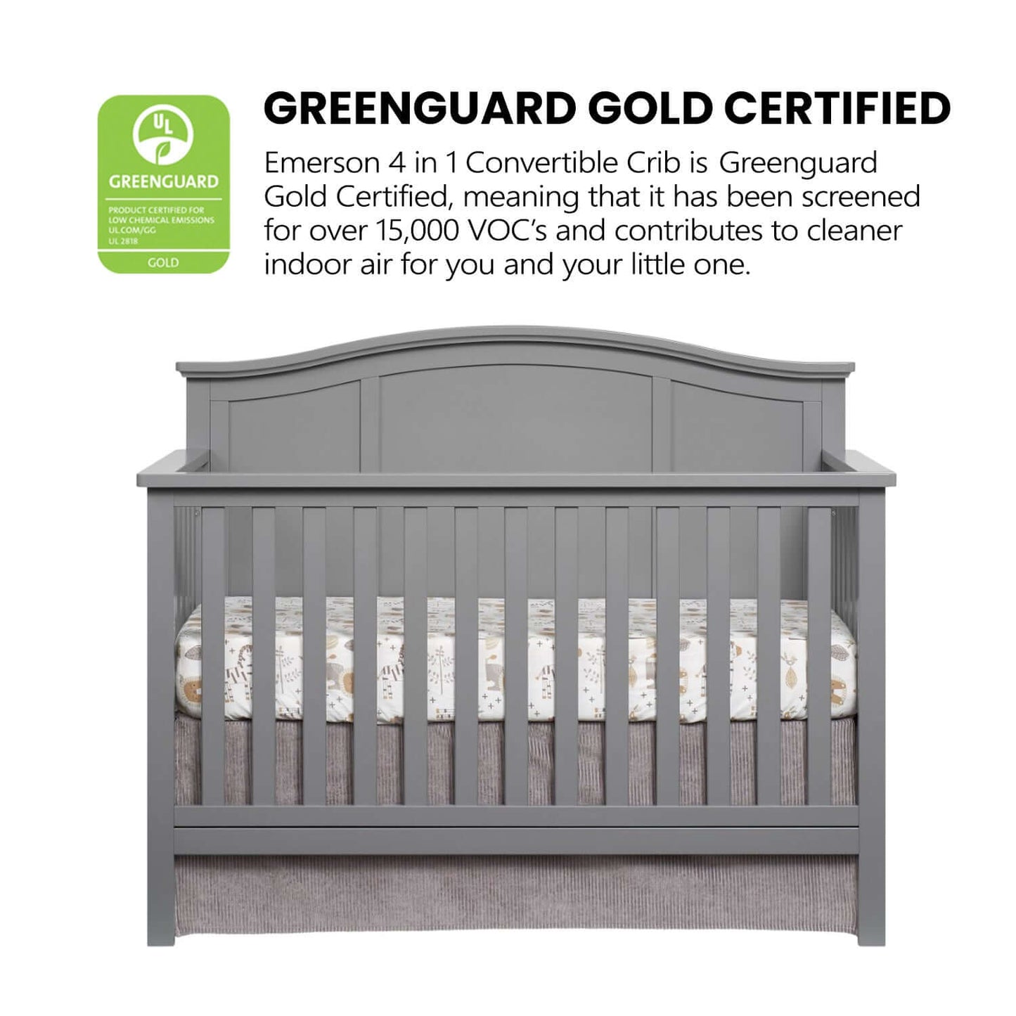 Emerson 4-in-1 Convertible Crib - Greenguard Gold Certified Image of Emerson 4-in-1 Convertible Crib Snow White