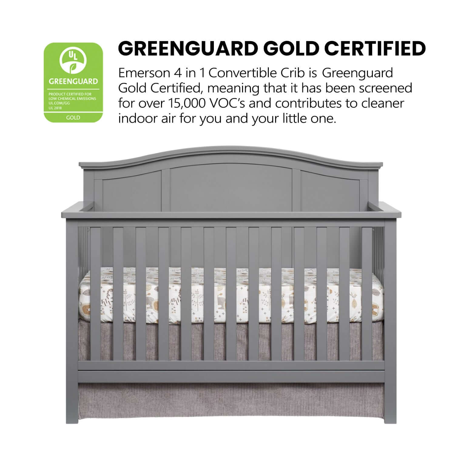 Emerson 4-in-1 Convertible Crib - Greenguard Gold Certified Image of Emerson 4-in-1 Convertible Crib Snow White