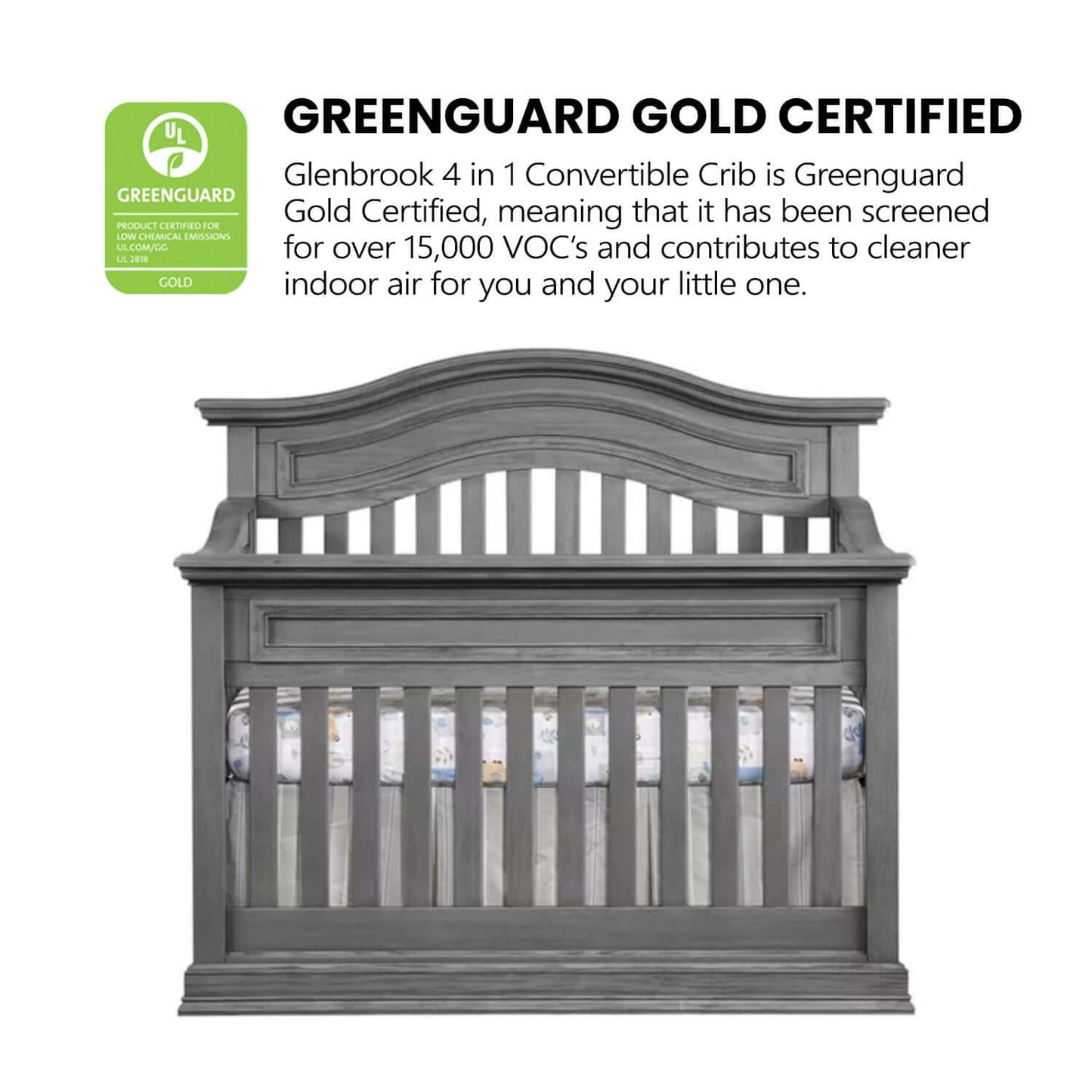 Glenbrook 4-in-1 Convertible Crib - Greenguard Gold Certified Image of Glenbrook 4-in-1 Convertible Crib Graphite Gray
