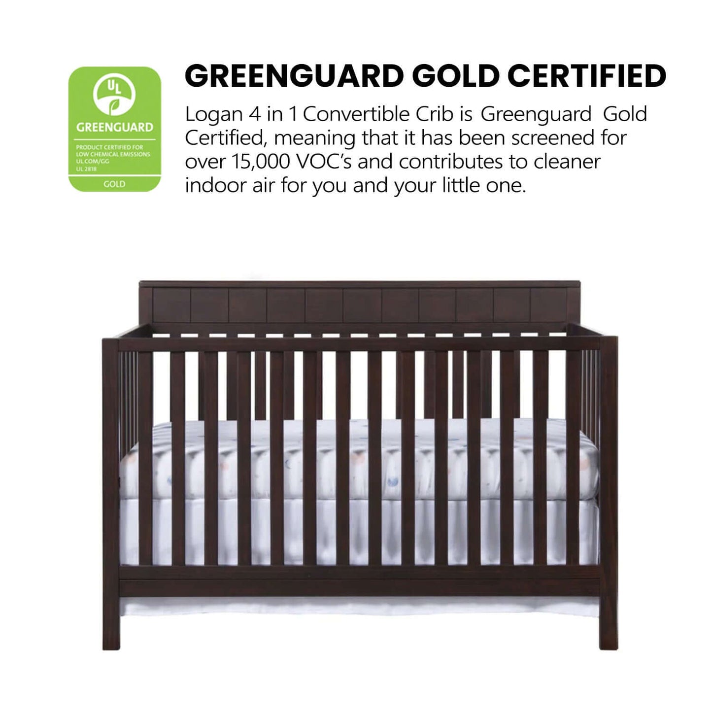 Logan 4-in-1 Convertible Crib - Greenguard Gold Certified Image of Logan 4-in-1 Convertible Crib Espresso