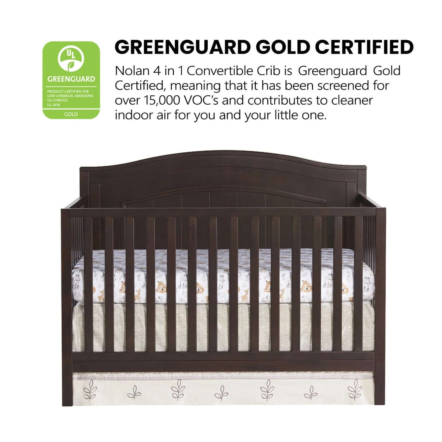 Nolan 4 in 1 Convertible Crib - Greenguard Gold Certified Image of Nolan 4 in 1 Convertible Crib Espresso