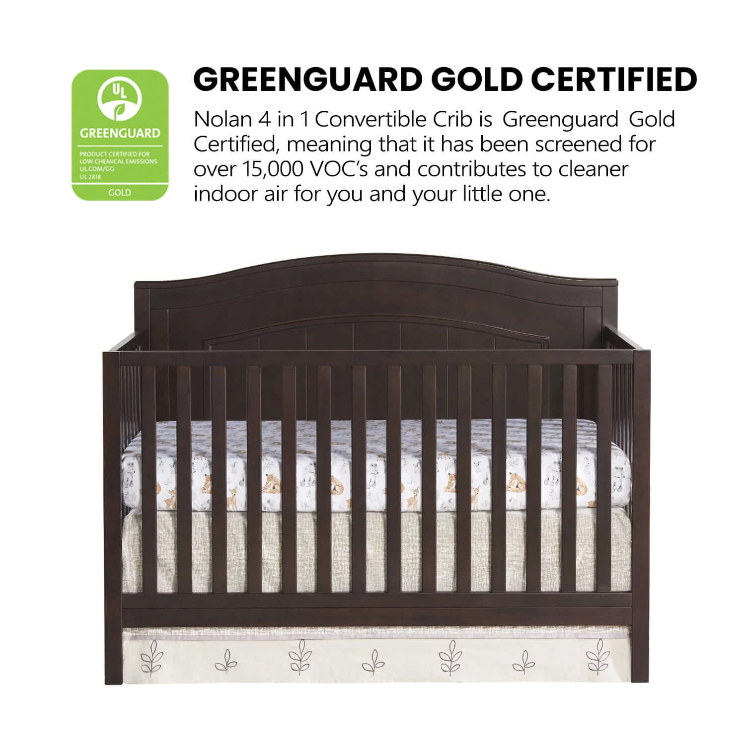 Nolan 4 in 1 Convertible Crib - Greenguard Gold Certified Image of Nolan 4 in 1 Convertible Crib Espresso