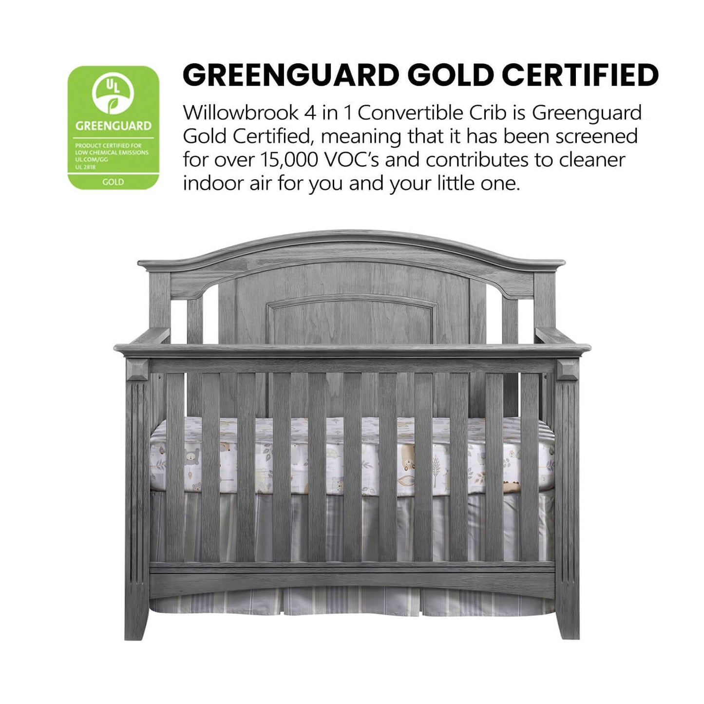Willowbrook 4-in-1 Convertible Crib - Greenguard Gold Certified Image of Willowbrook 4-in-1 Convertible Crib Graphite Gray