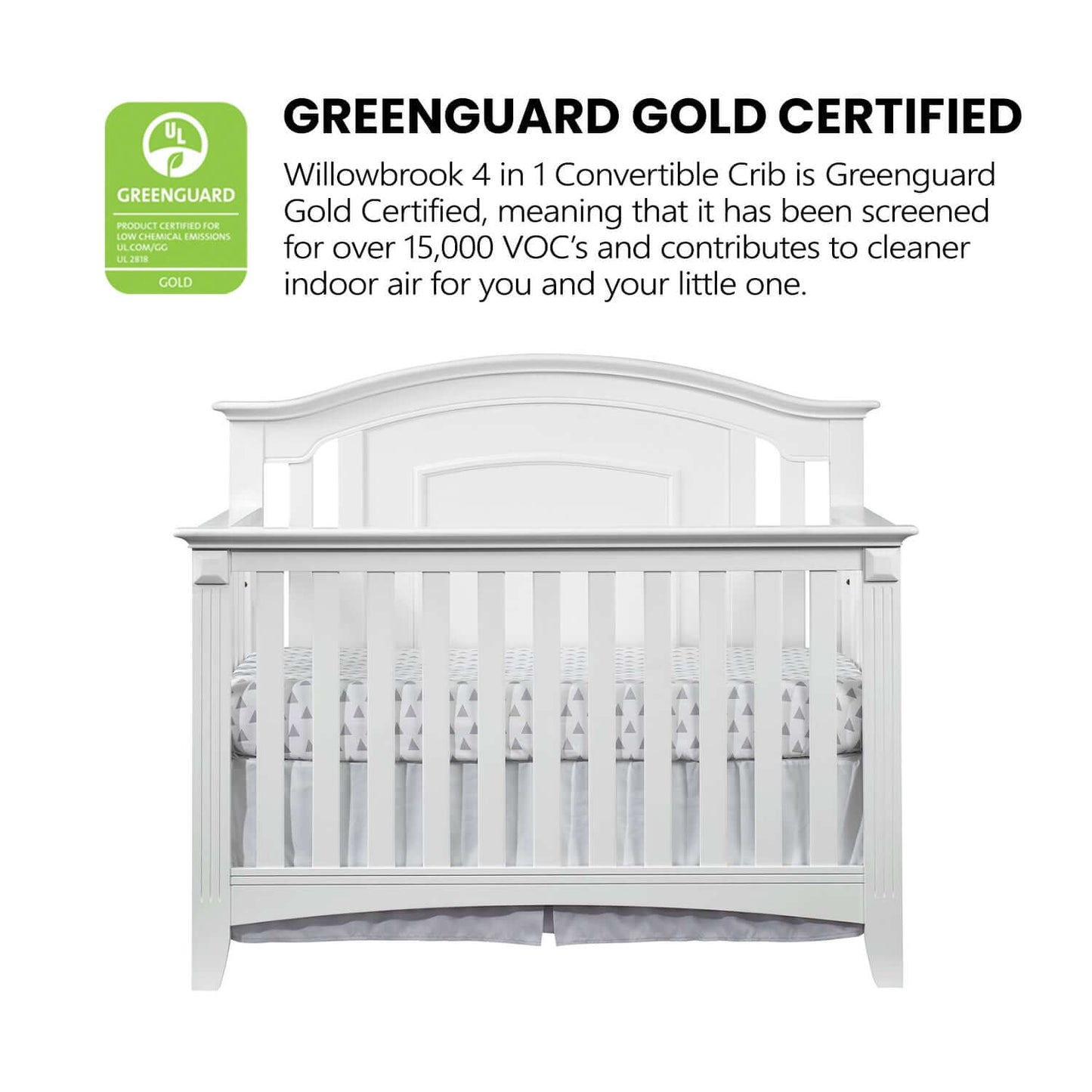 Willowbrook 4-in-1 Convertible Crib - Greenguard Gold Certified Image of Willowbrook 4-in-1 Convertible Crib White