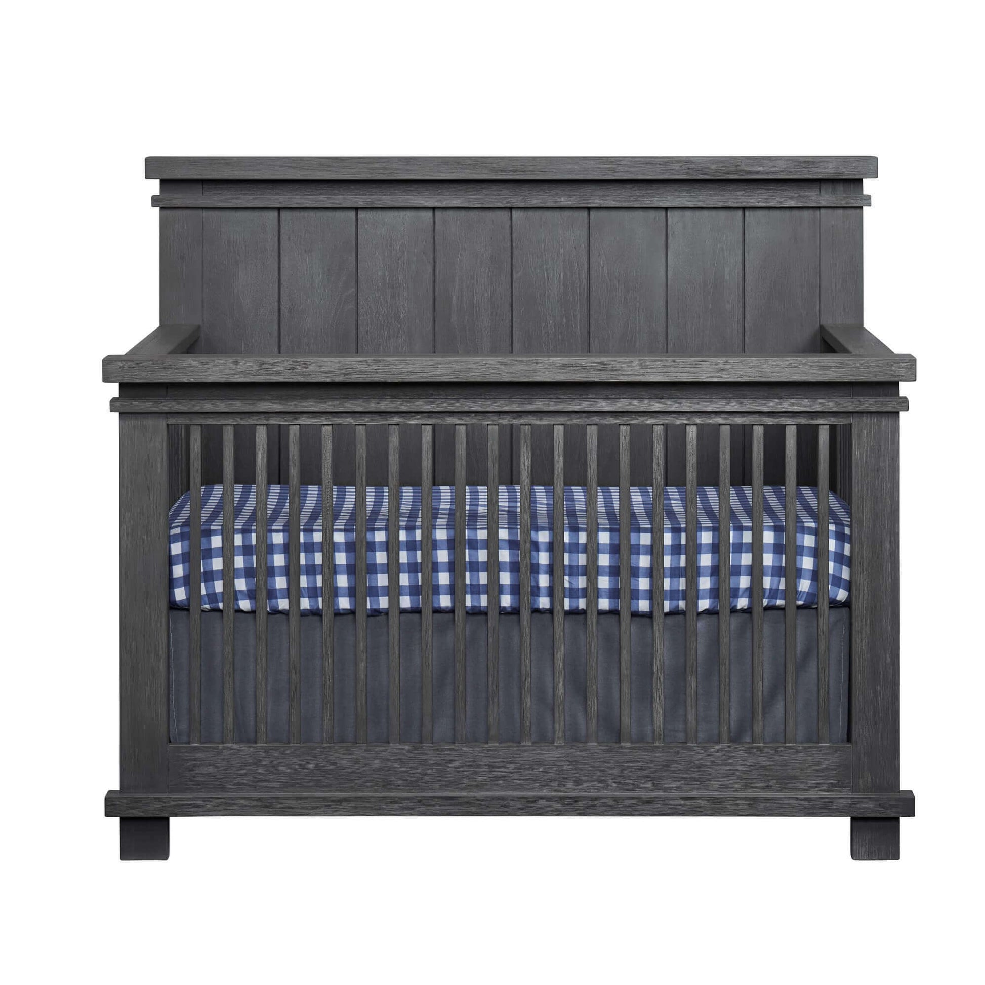 Hampton 4 In 1 Convertible Crib - Front View of Hampton 4 In 1 Convertible Crib Canyon Gray