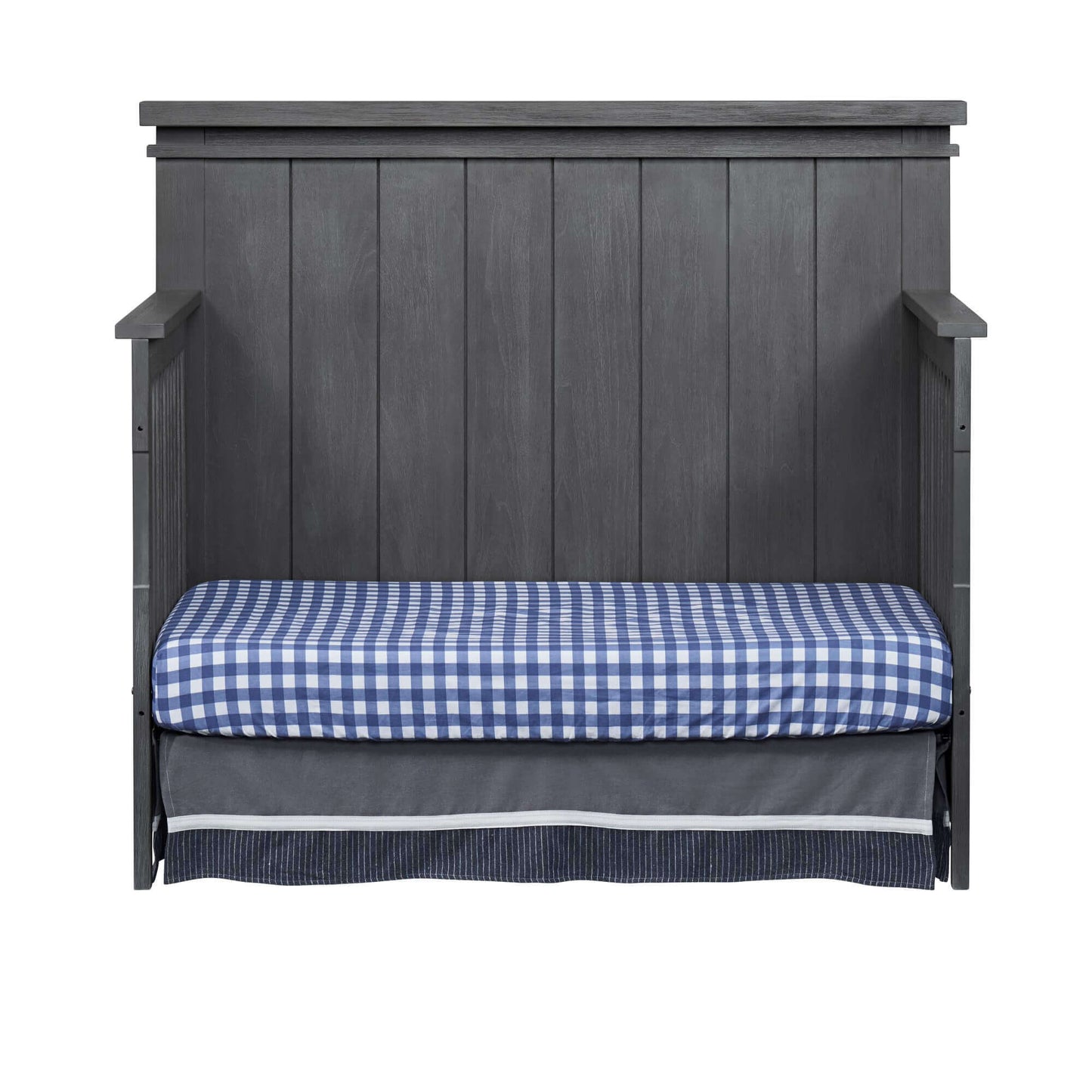 Hampton 4 In 1 Convertible Crib - Front View of Hampton Daybed Canyon Gray