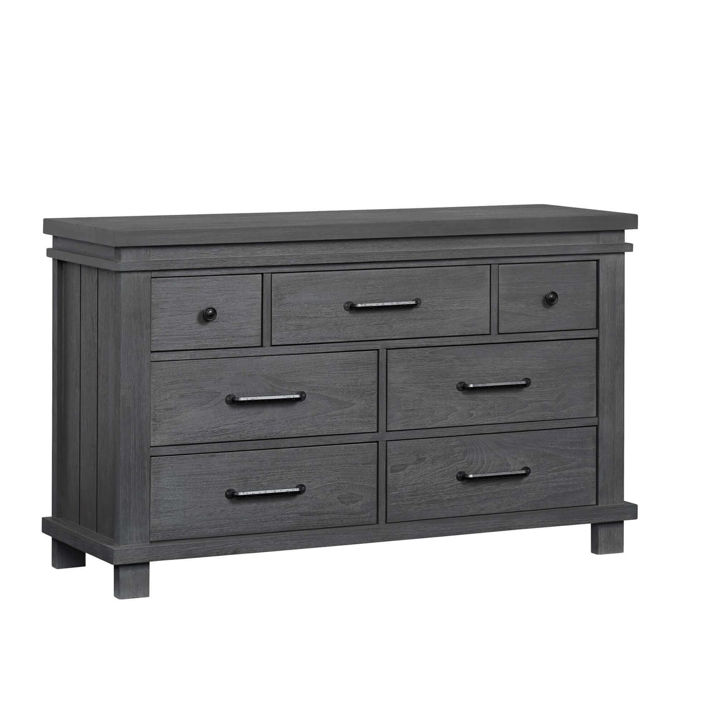 Hampton 7 Drawer Dresser - Inclined Side View of Hampton 7 Drawer Dresser Canyon Gray