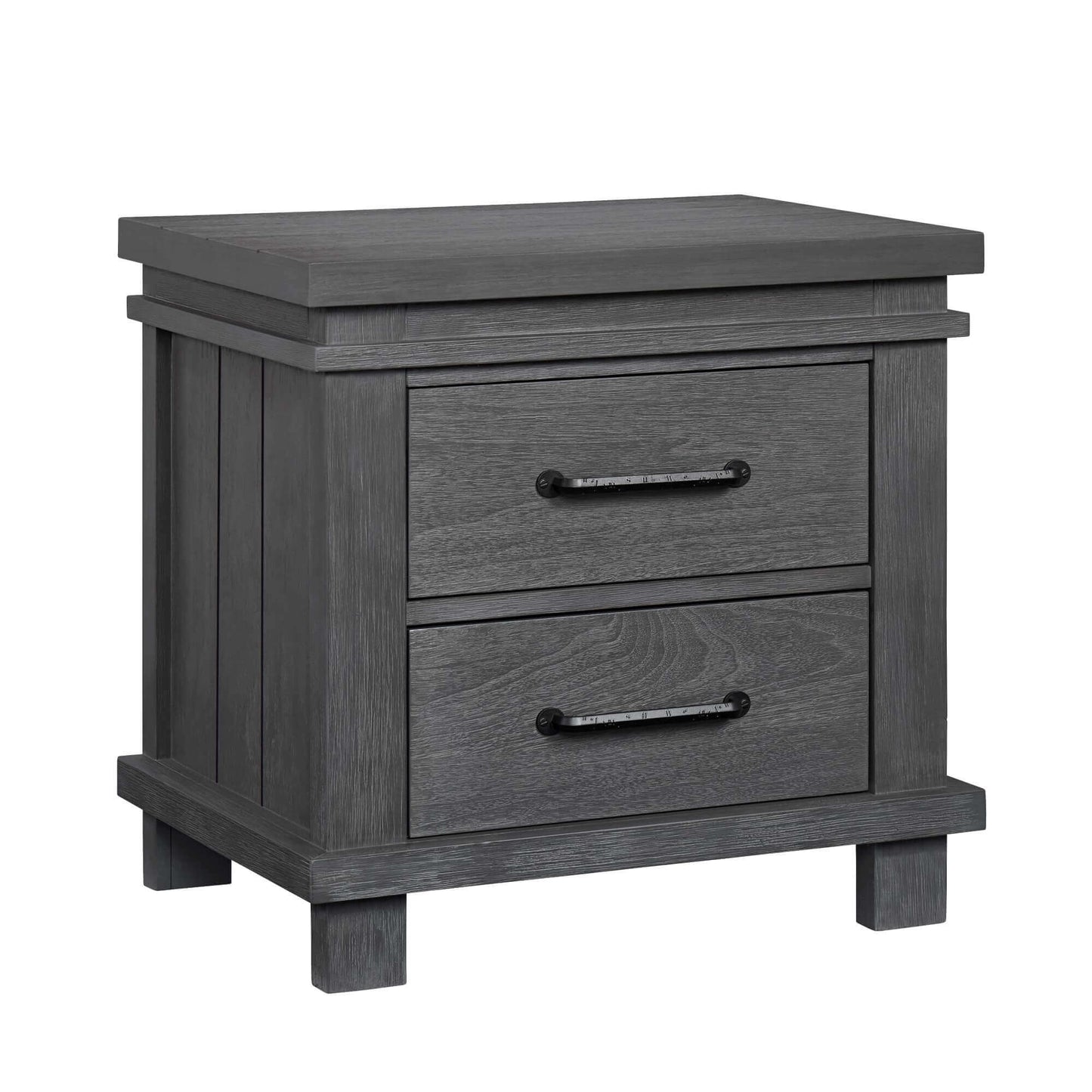 Hampton 2 Drawer Night Stand - Inclined Side View of Hampton 2 Drawer Night Stand Canyon Gray