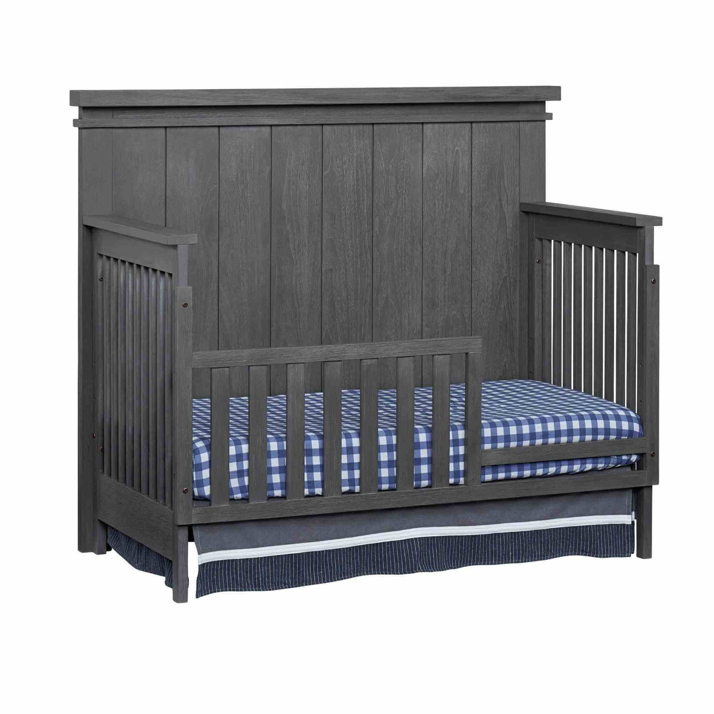 Hampton Guard Rail - Inclined Side View of Hampton Convertible Crib with Guard Rai Canyon Gray