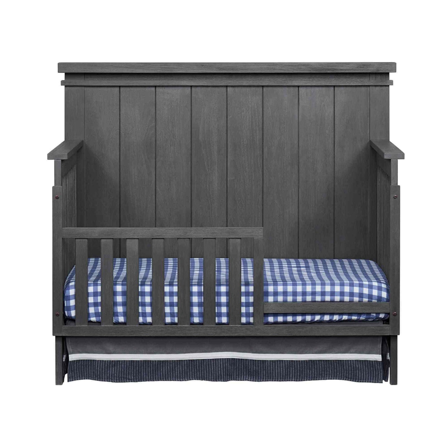 Hampton Guard Rail - Front View of Hampton Convertible Crib with Guard Rai Canyon Gray