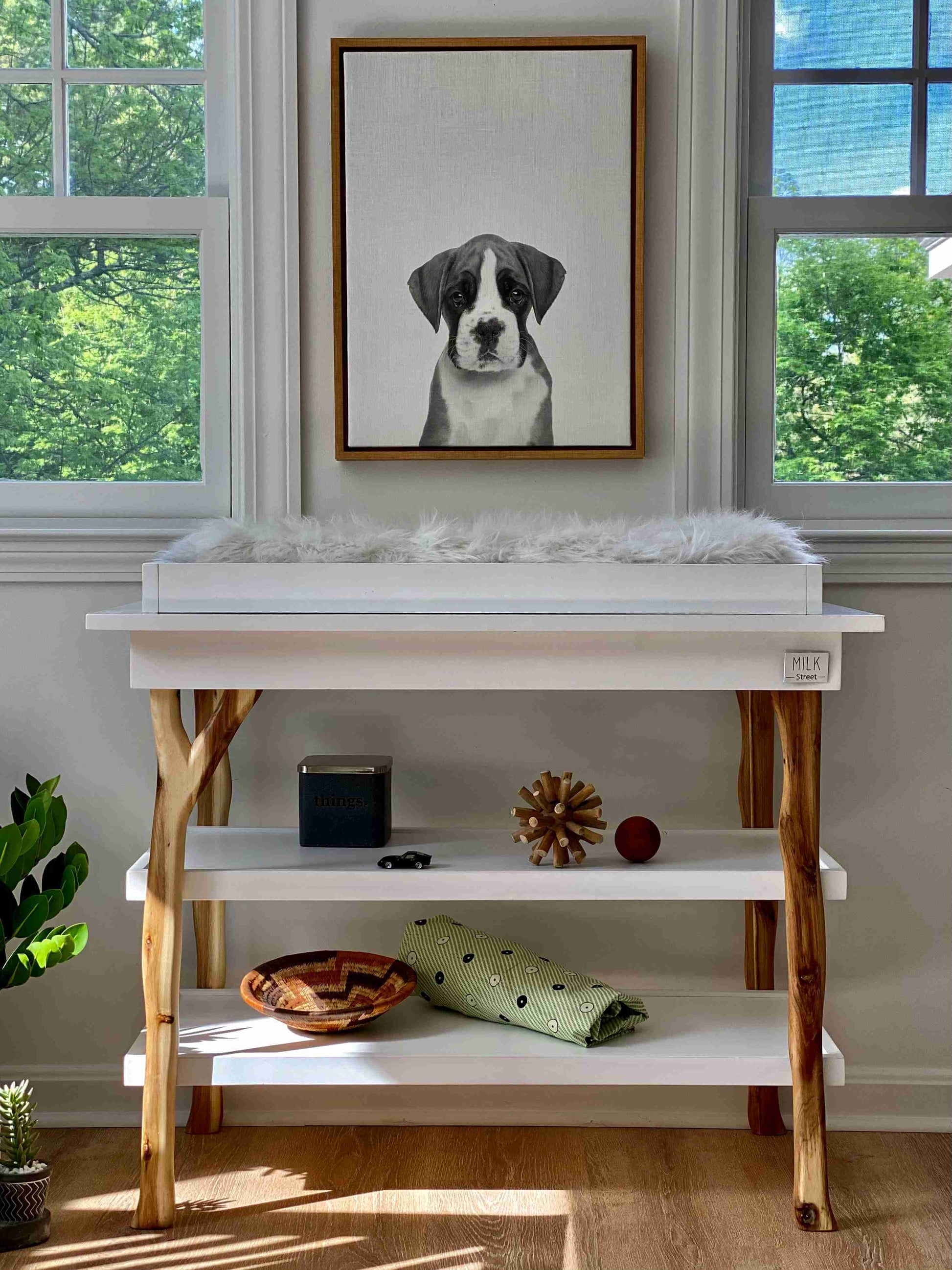 Branch Open Shelf Changing Table - Lifestyle Image of Open Shelf Changing Table Natural Snow