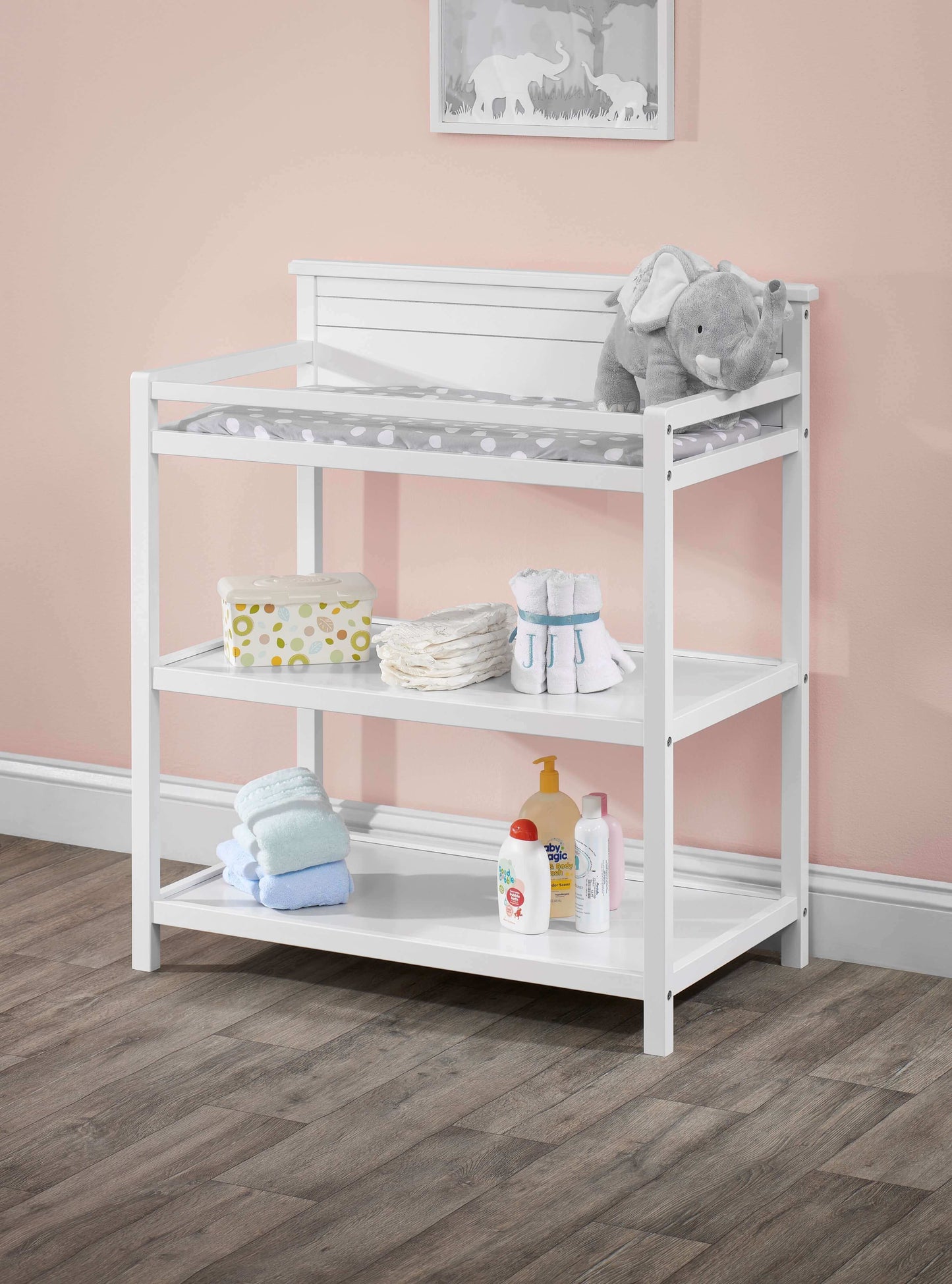 Universal Changing Station - Lifestyle Image Inclined Side View of Universal Changing Station White