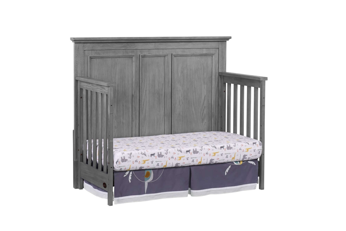 Kenilworth 4-in-1 Convertible Crib - Inclined Side View of Kenilworth Daybed Graphite Gray